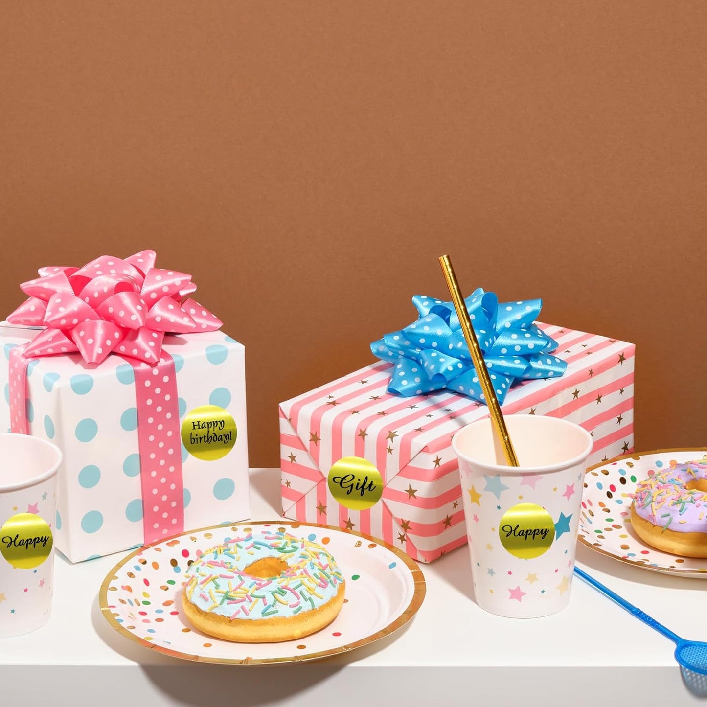 1 Inch Round Thermal Labels, Self-Adhesive Circle Direct Thermal Stickers, Multi-Purpose Roll Label (1000 PCS,Gold)