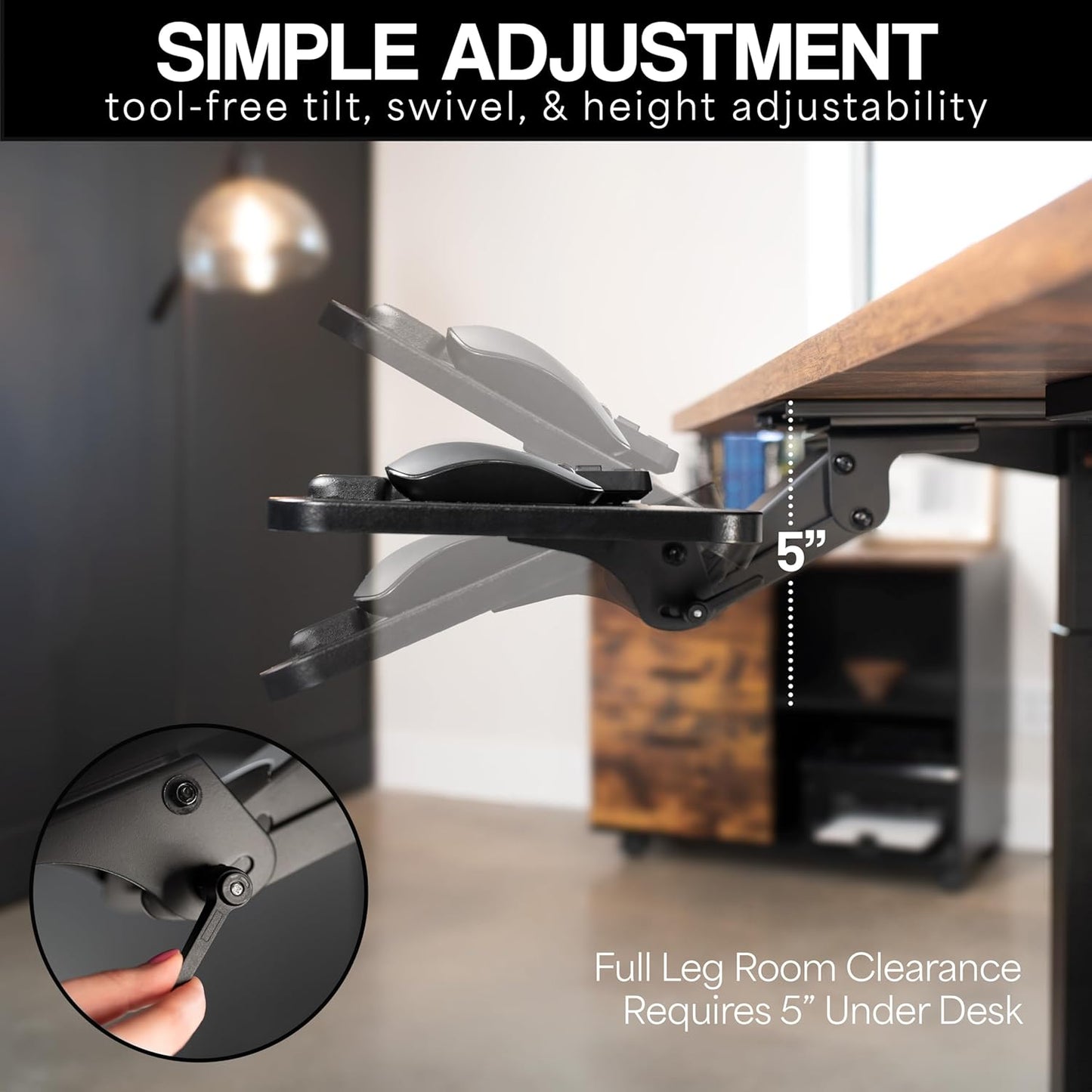 VIVO Adjustable Computer Keyboard and Mouse Platform Tray, Ergonomic Under Table Desk Mount Drawer Underdesk Shelf, Rustic Vintage Brown, MOUNT-KB03N