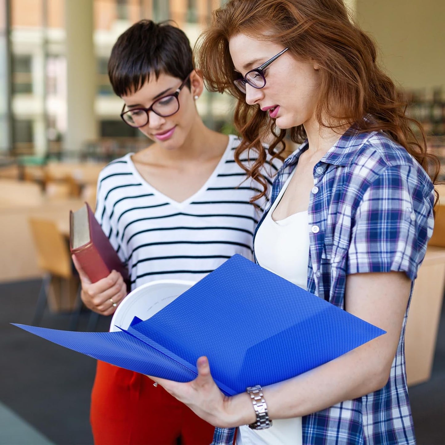 Patelai 48 Pcs Plastic Folders with 2 Pockets and 3 Prongs Home Folders with Card Slot Letter Size Heavy Duty Report Covers for Back to School(Blue,Diamond)