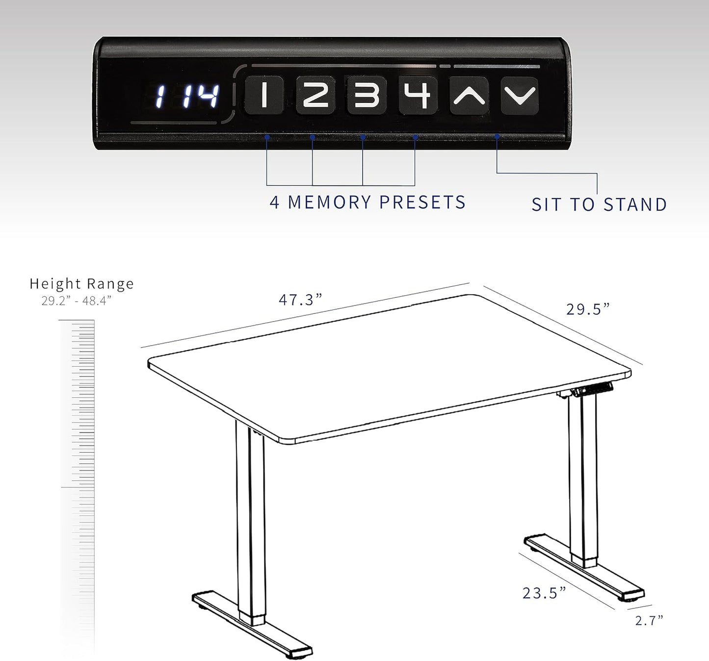 VIVO Electric 48 x 30 in Standing Desk, Memory Height Adjustment, 1B Series, One-Piece Reclaimed Wood Top, Black Frame, DESK-KIT-1B5P