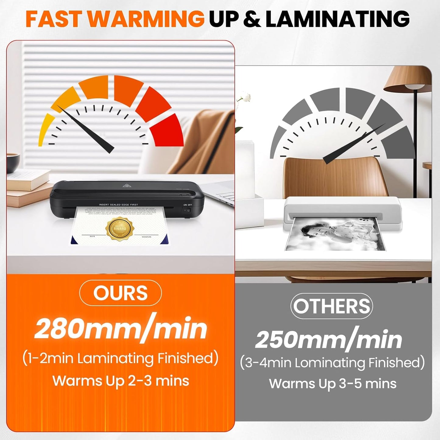 CAREGY 9-Inch Thermal Laminator Machine for Documents and Photos, Easy to Use for Office, School, Business and Home- Black