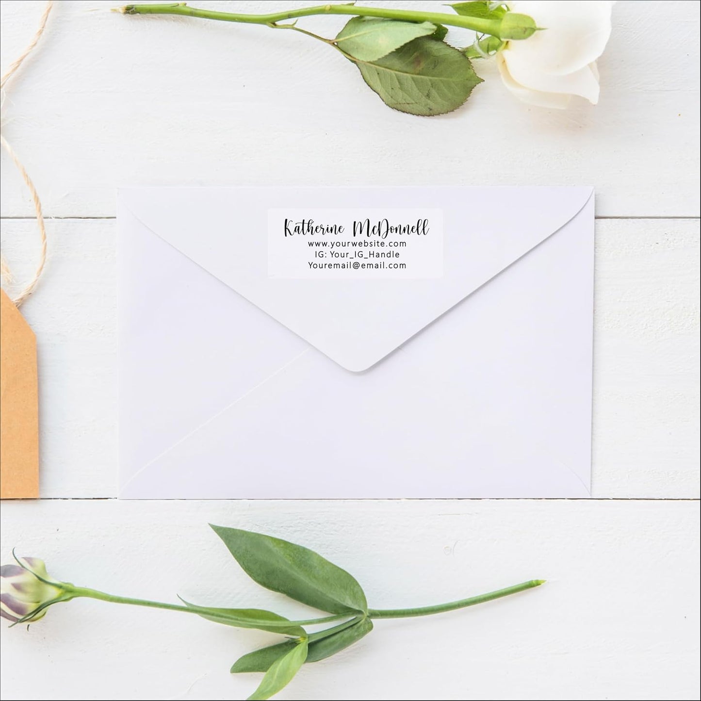 White Address Labels - Personalized Return Address Labels, Mailing and Shipping Stickers for Envelopes, Packages, Business, Home Use (Chic Script)