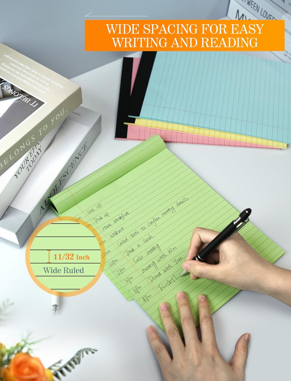 Legal Pads 8.5 x 11 Colored Note Pads, 12 Pack Colored Paper Pads 8.5 x 11 Lined Paper, Pads of Paper 8.5 x 11 Writing Pads, Wide Ruled Notebook Pad 8 1/2 x 11, Legal Notepads 8.5 x 11, 30 Sheets/Pad