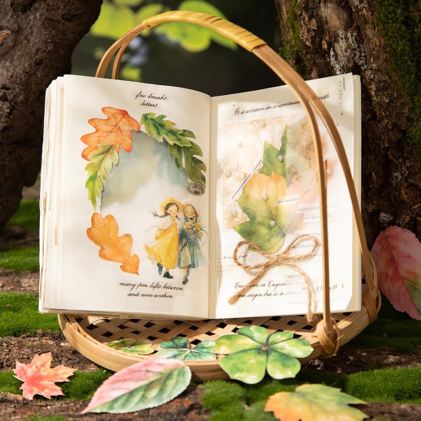 Botanical Leaf Stickers, 270PCS Plant Stickers for Scrapbooks Journals DIY Crafts Writable Cowhide Paper Material