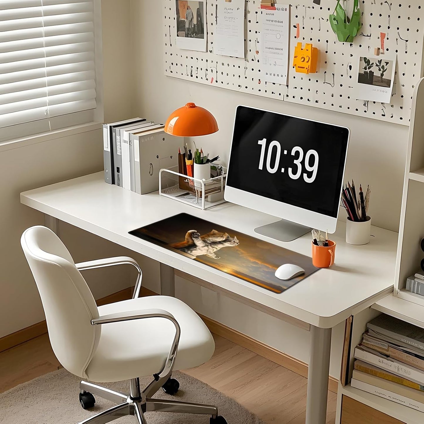 Titanic Funny Cat Mouse Pad with Sunset Scene - Large Non-Slip Desk Mat for Office, PC & Laptop - 31.5"x11.8" x 3mm