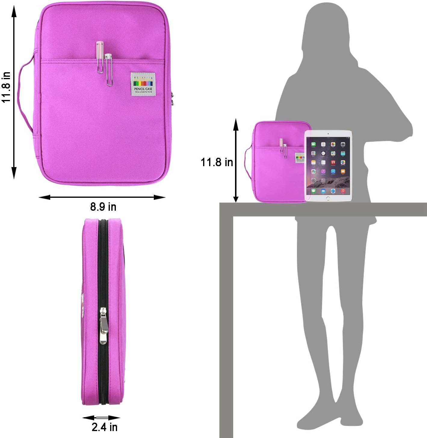 YOUSHARES 166 Slots Colored Pencil Case, 110 Slots Gel Pens fo Coloring Case Organizer, Handy Multilayer Color Pencil Holder for Glitter Gel Pens, Refills, Colored Pencils for Adults & Artist (Purple)