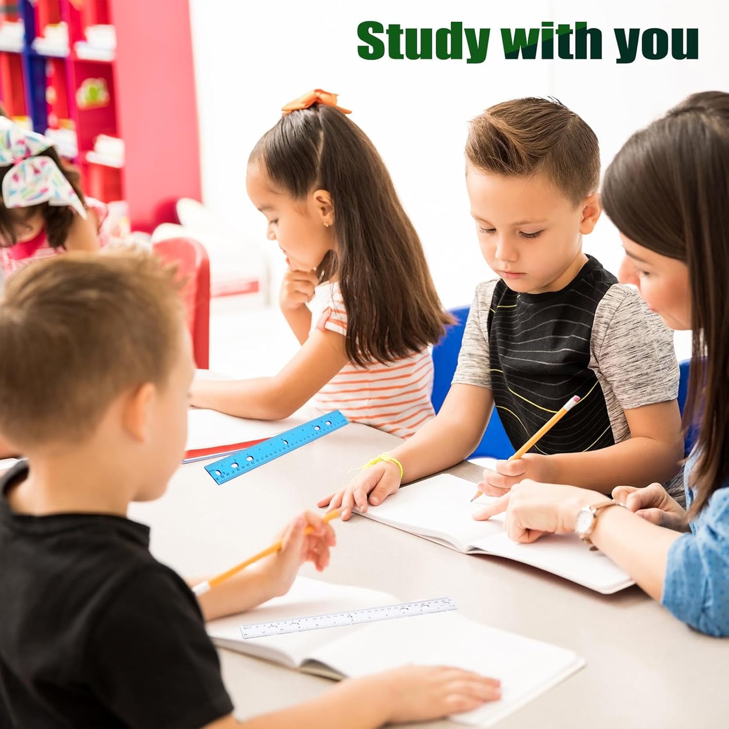 28 Pack Plastic Ruler 12 Inch Transparent Rulers - 7 Assorted Color Metric Bulk for Kids School Office Classroom