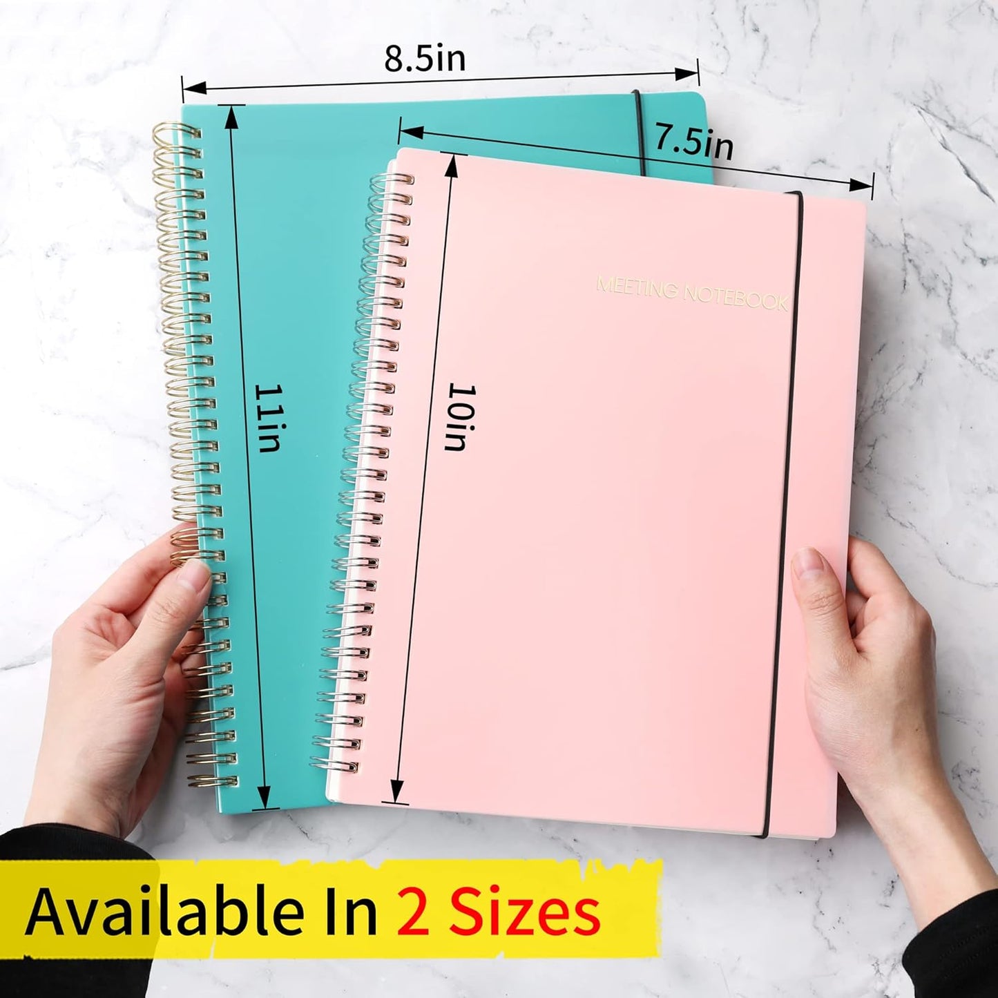 SUNEE Meeting Notebook for Work with Action Items - 160 Pages, A4 Size Project Planner, Spiral Meeting Agenda/Minutes Notebook Organizer for Women Men, Note Taking, Office & Business, 8.5"x11", Teal
