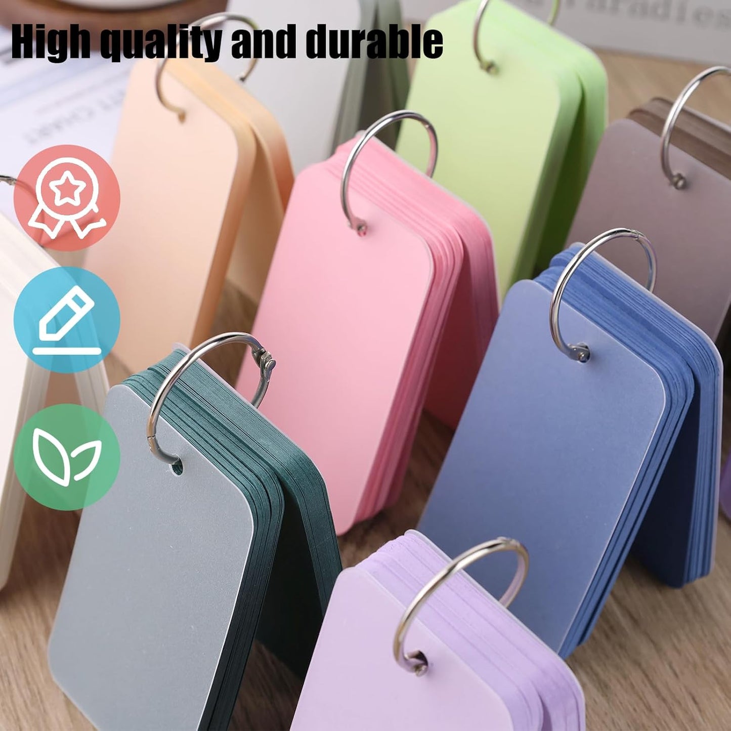 Koogel 600PCS Index Cards with Rings and Covers, 2.2x3.5 Inch Colored Index Cards for Back to School, Easy Flip Flashcard Notecard for Studying Learning College Memory Recipe Supplies, 12 Colors