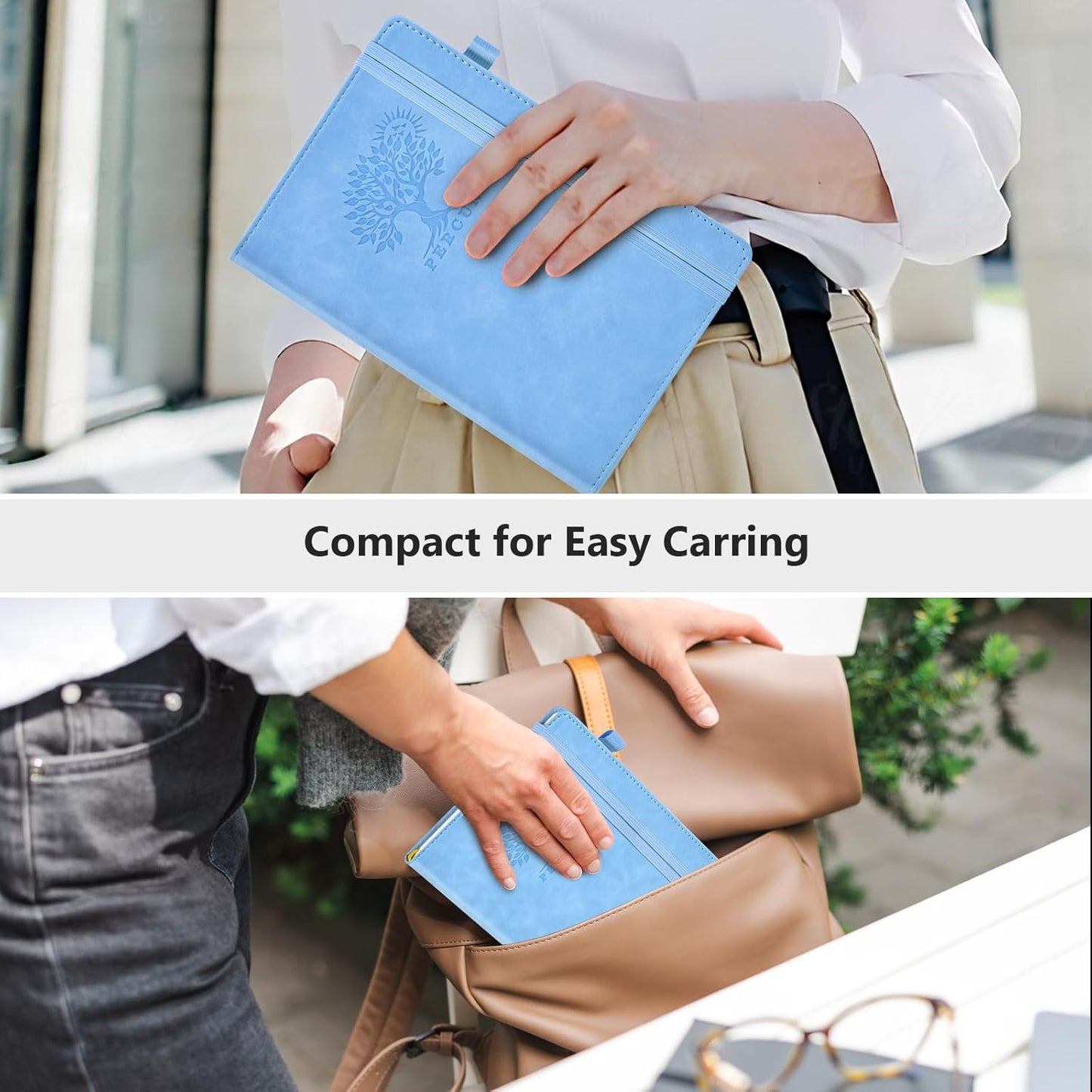 PERCUN Lined Journal Notebook for Men & Women, 160 Pages College Ruled Journal for Writing, A5 Hardcover Leather Notebooks for Work, School, Business, Travel, Daily Diary 5.9" x 8.5" - Blue