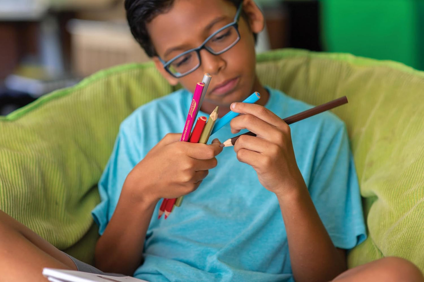 Prang Triangular Colored Pencils With Sharpener, Assorted Colors, 5.5 mm Core, 12 Count