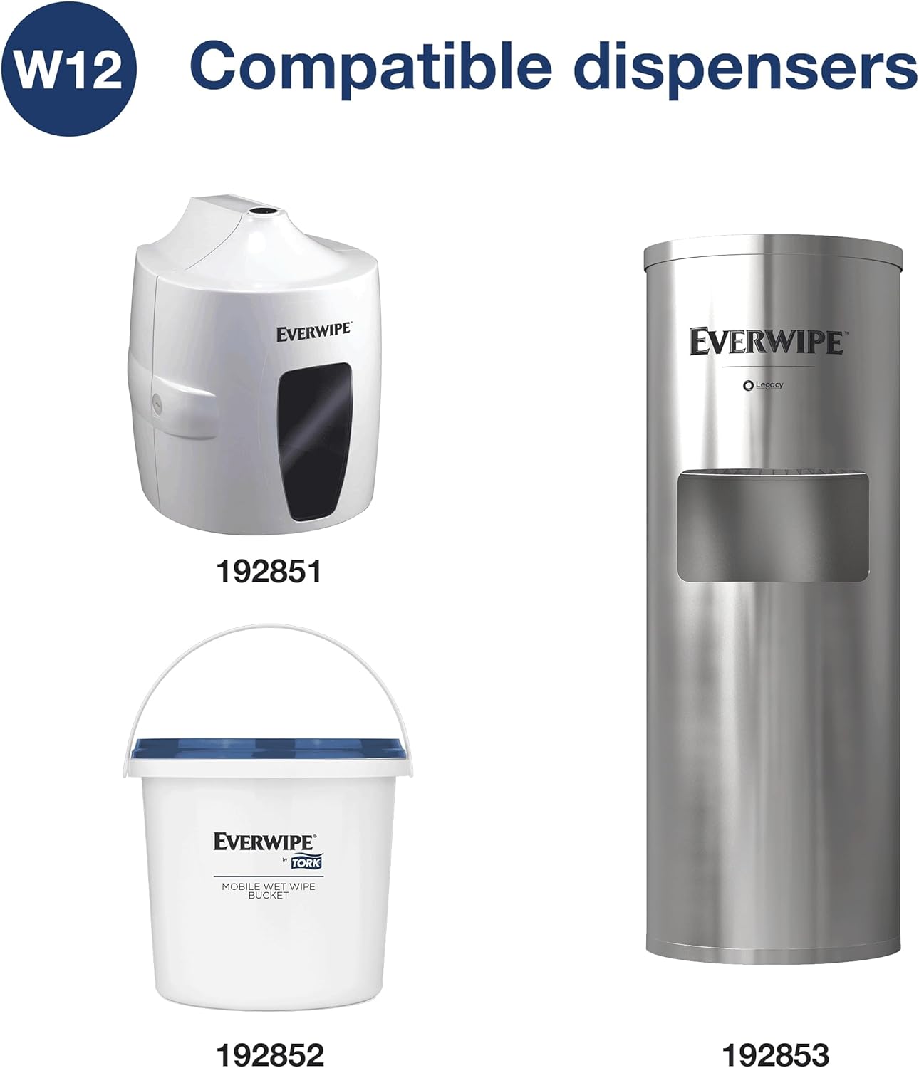 Everwipe by Tork Light-Duty Surface Cleaning Wet Wipe Jumbo Rolls White W12, Cleans and Deodorizes, 2 x 2500 wipes, 192816