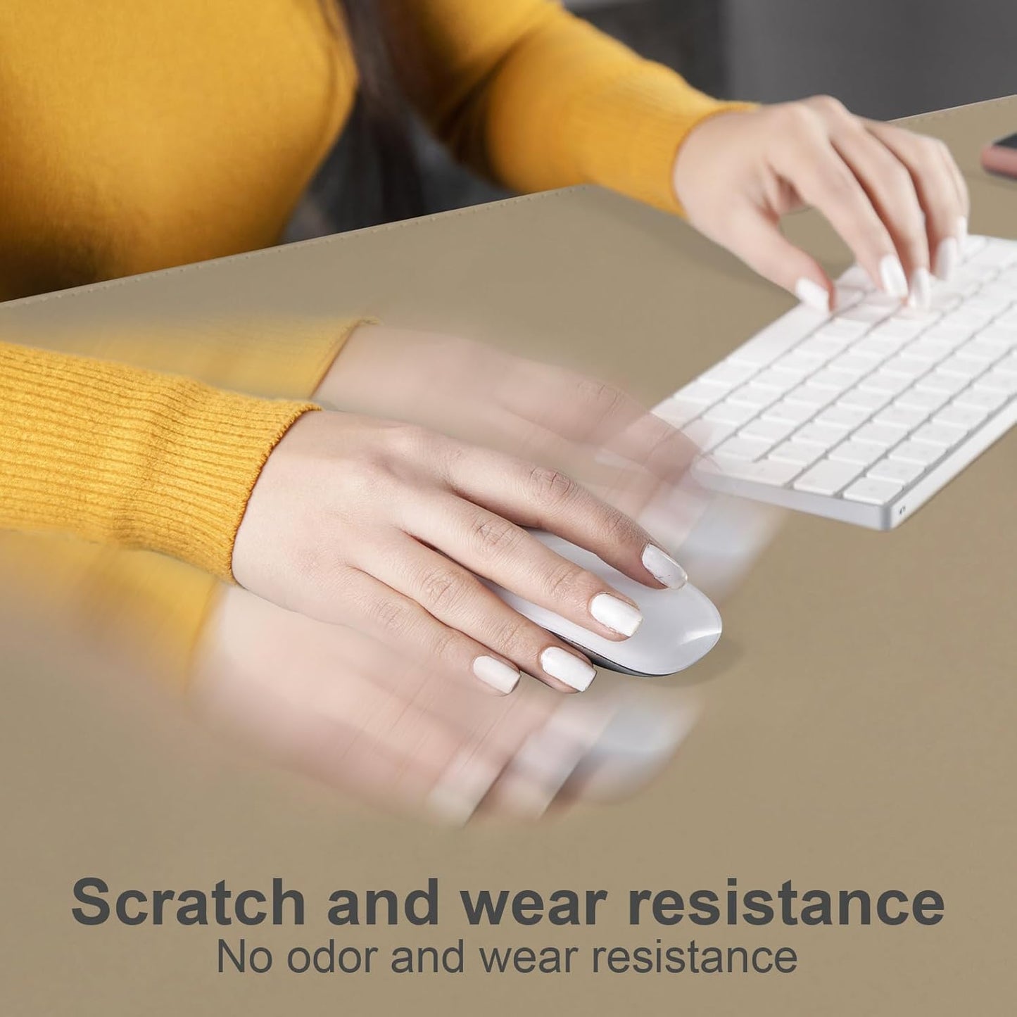 DAWNTREES Desk Mat Protector,PU Leather Desk Pad,Non Slip, Large Mouse Pad and Keyboard Mat, Waterproof Writing Pad for Office and Home (Beige,39.4''x19.7'')