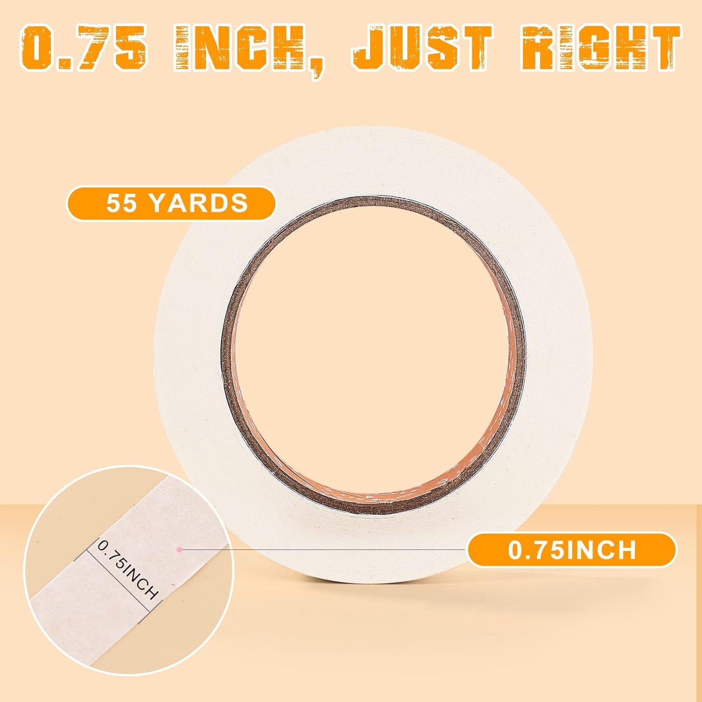 Masking Tape Bulk 10 Packs 0.75 Inch - Masking Tapes Artist Drafting Tapes White Beige, General Purpose for Craft, Art, Office, School, 3/4 Inch x 55 Yards x 10 Rolls