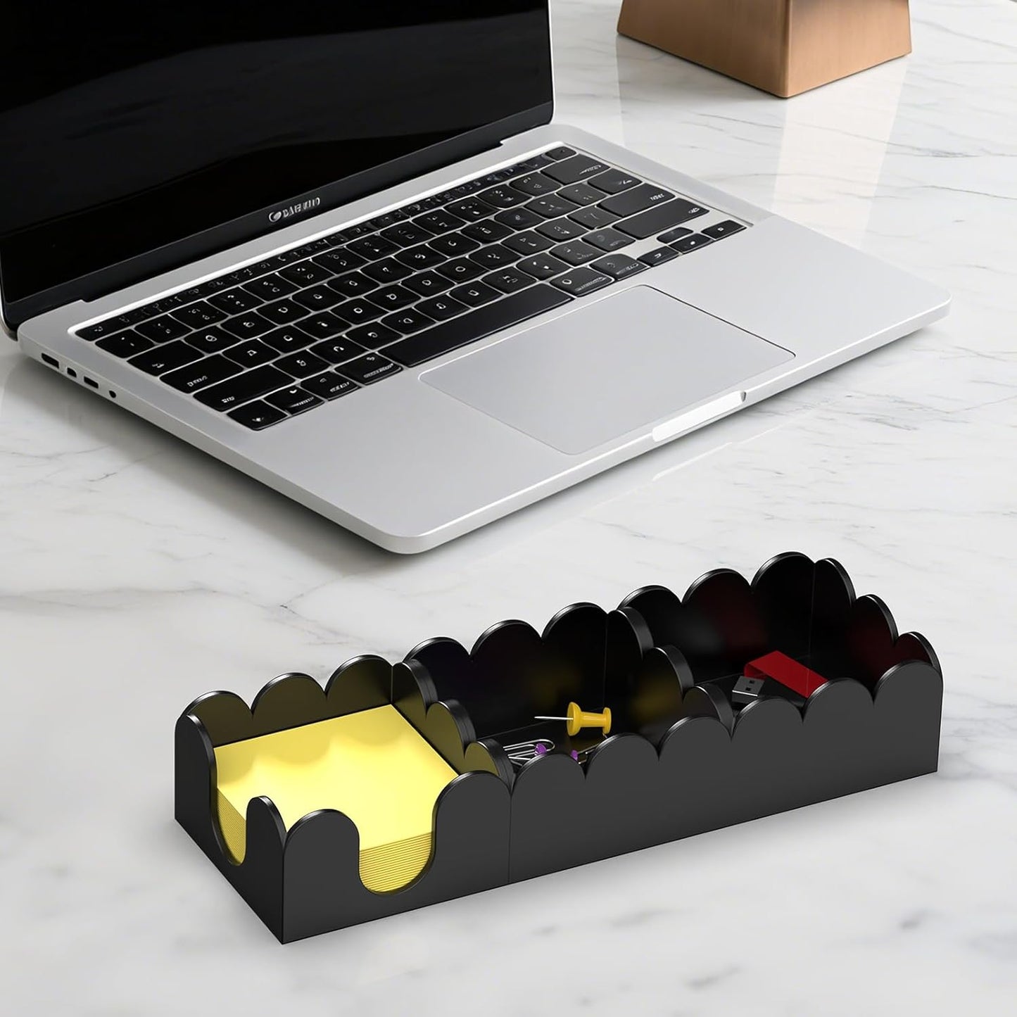 YAGELI Magnetic 3-in-1 Acrylic Sticky Note Holder Dispenser | Modern Desktop Organizer for 3x3 Post It Notes & Memo Pads with Non-Slip Base | for Productive Workspace at Office, Home or School | Black