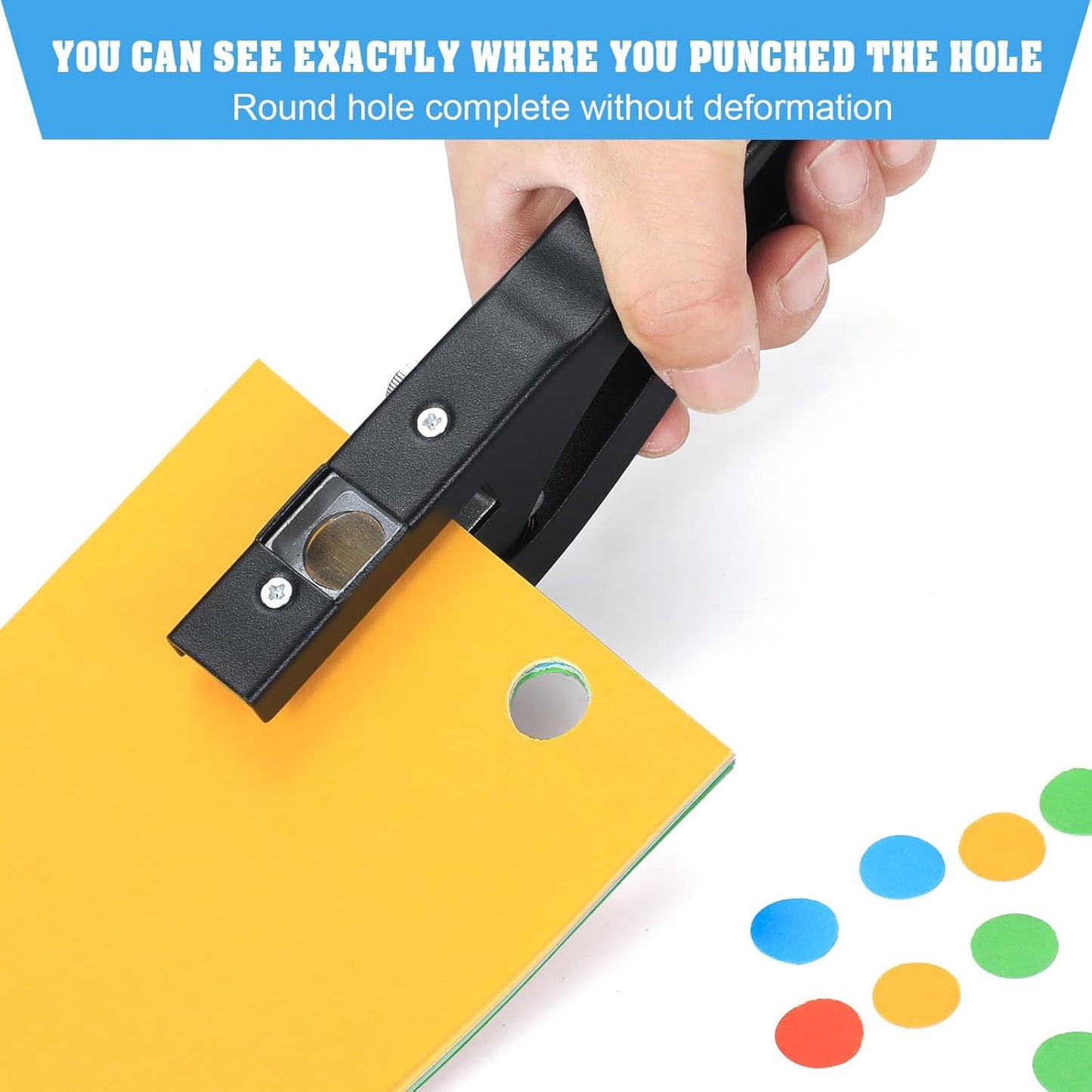 Hole Punch,Heavy Duty Hole Puncher Single,Paper Punch Portable Hand Held Long Hole Punch for Paper Cards Plastic Cardboard (15MM)