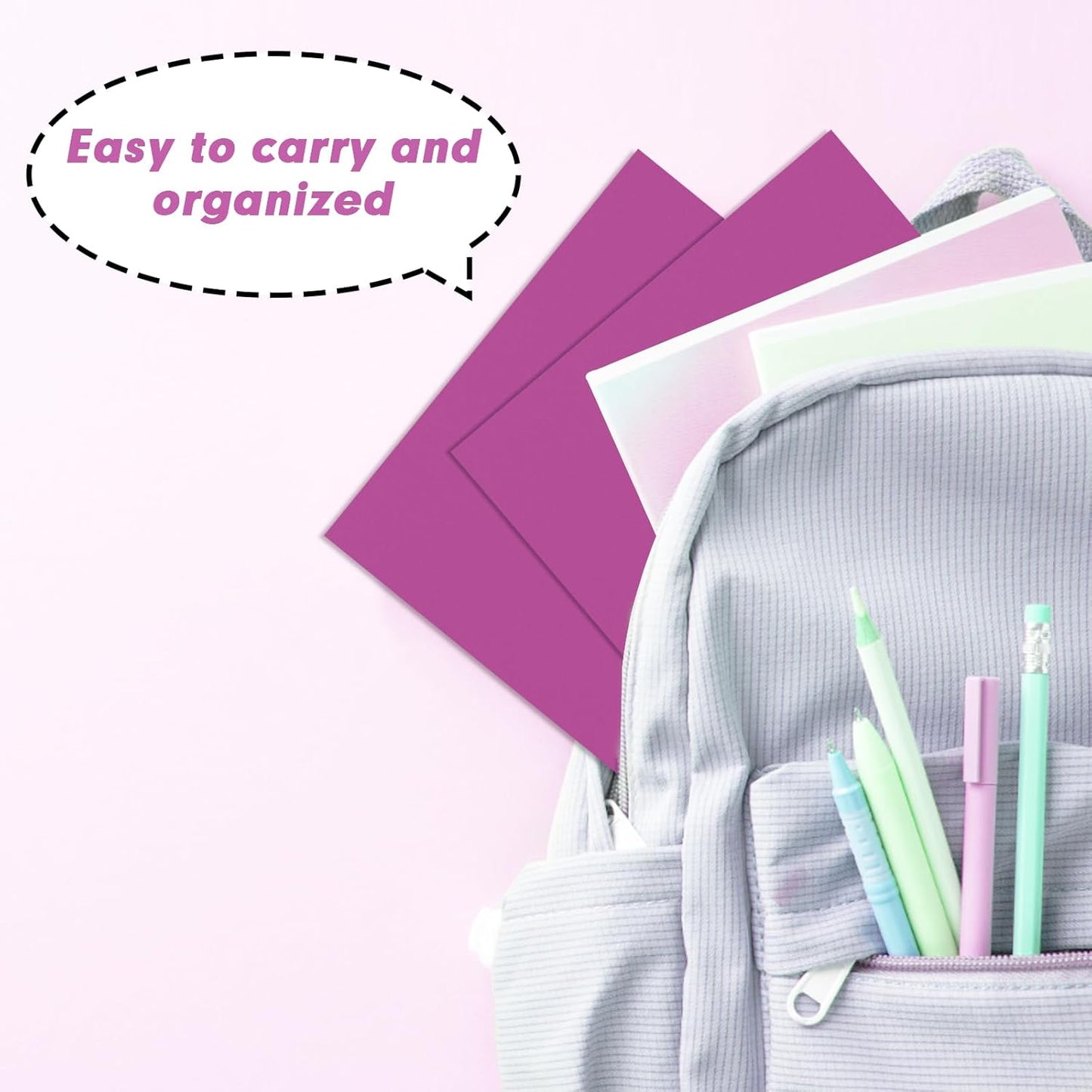 Two Pocket Folders, RAZCC 50 Pack 2 Pocket Folders Fit Letter Size Paper, Paper Folders with Pockets for School Office Business Home, Rose Purple