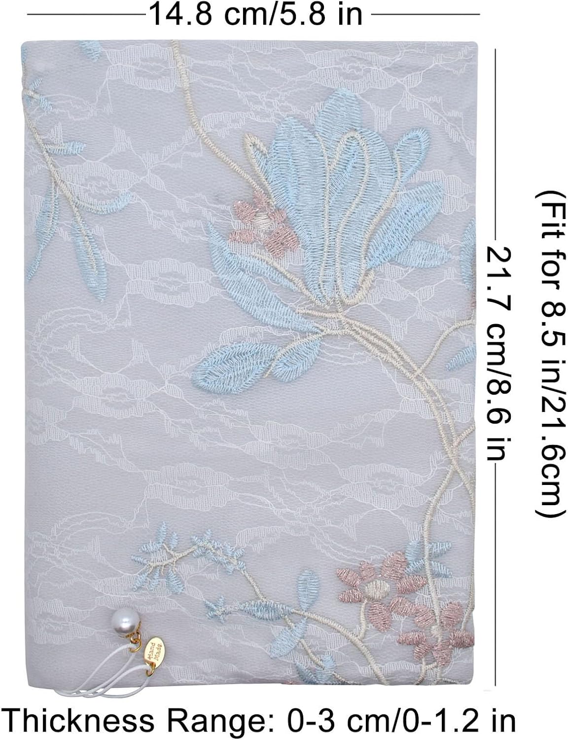 BLBMH Book Covers for Paperbacks Book Cover for Privacy Fit for 5.5x8.5 inch Embroidered Book Jacket Adjustable Book Sleeve Cover Fabric Softcover Protector for Notebook - Magnolia 8.5in