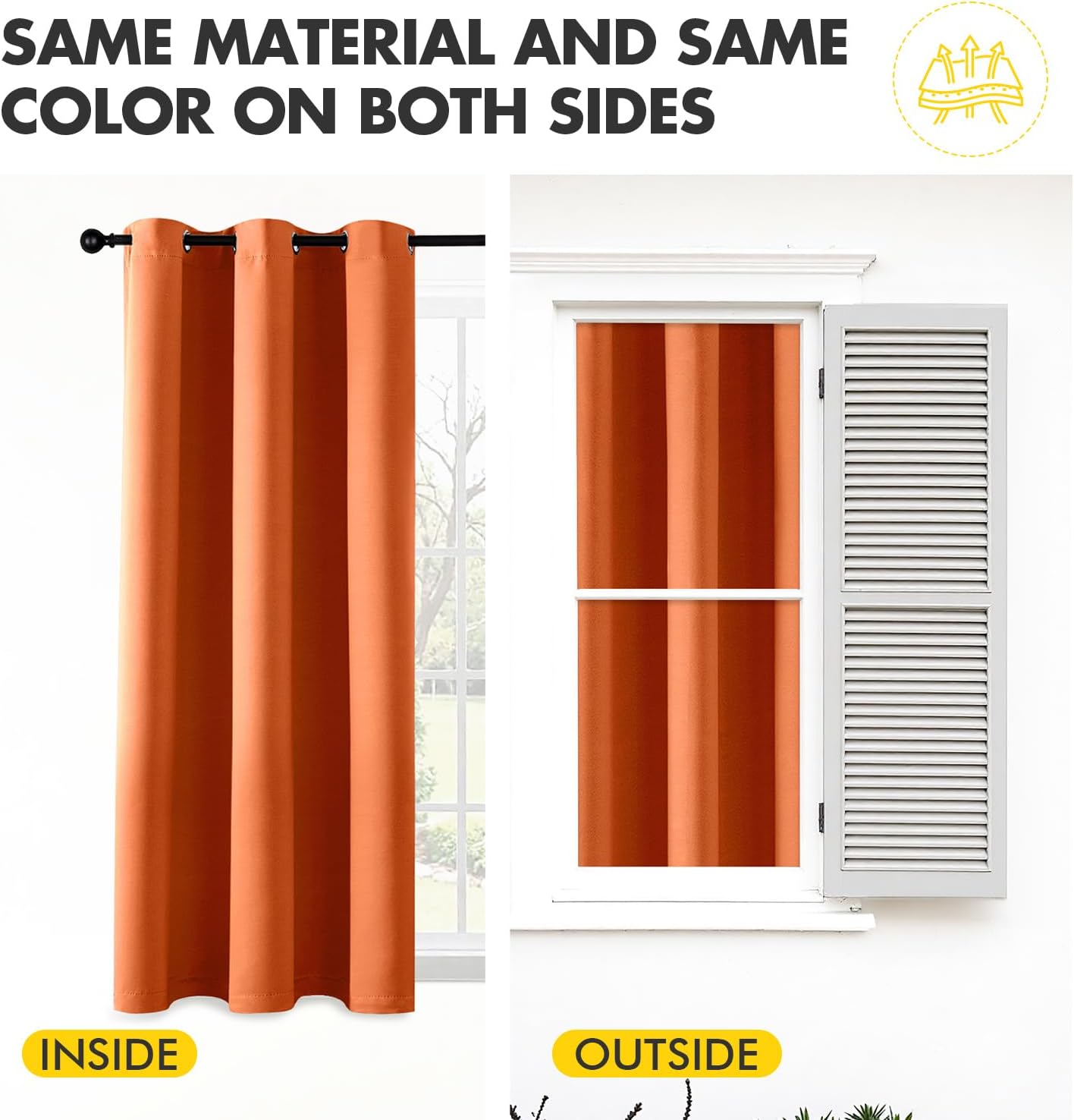 MIULEE Short Fall Curtains for Windows - Orange Blackout Half Window Curtains Thermal Insulated Privacy Drapes for Kitchen Bedroom Bathroom Grommet Top Small Basement Tiers W40 x L36 Inch 2 Panels