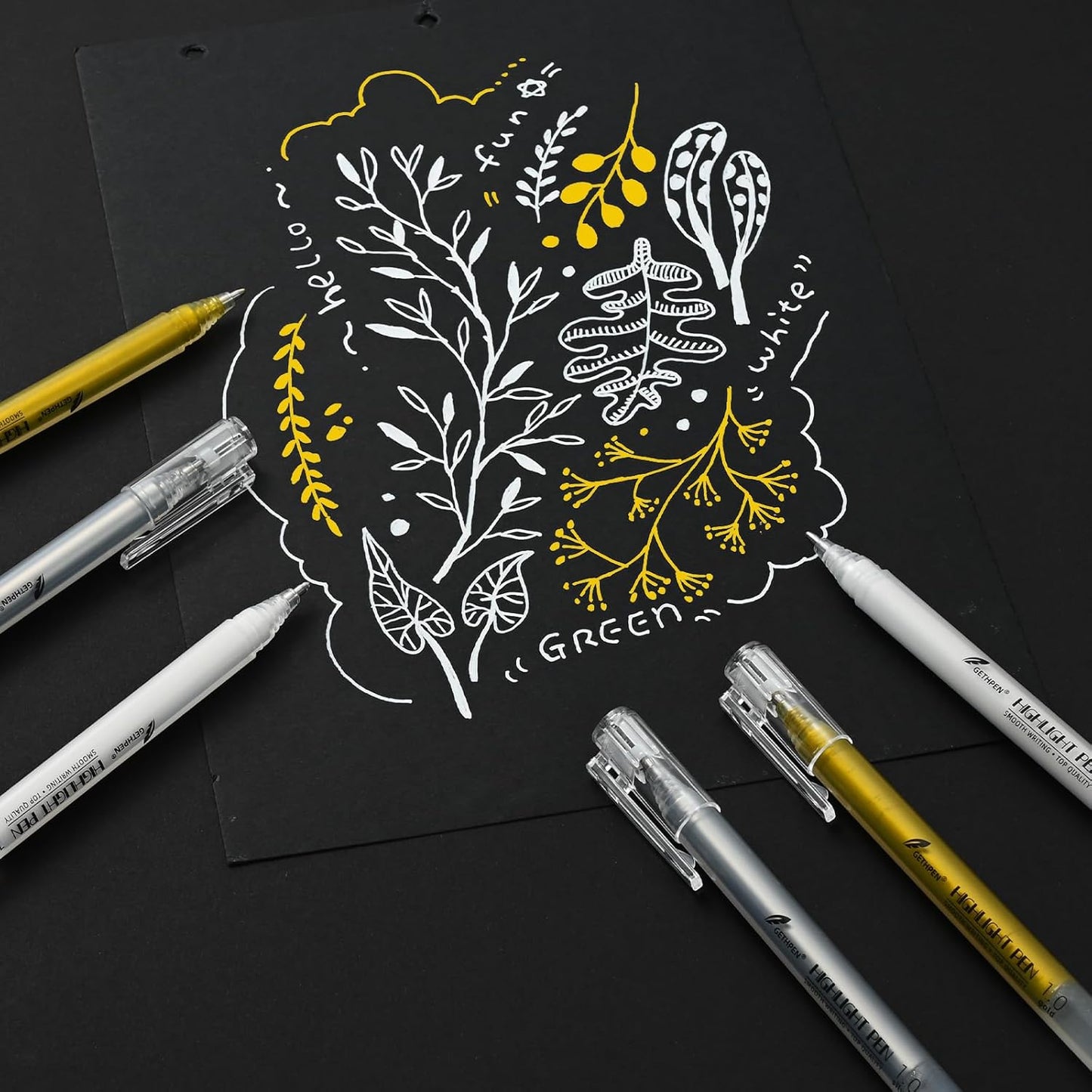 White Gel Pens, 1.0mm Extra Fine Point Gel Ink Pen Set – Opaque Archival Ink Pens for Black Paper Drawing, Bullet Journaling & Artists Drawing, 3 Pack