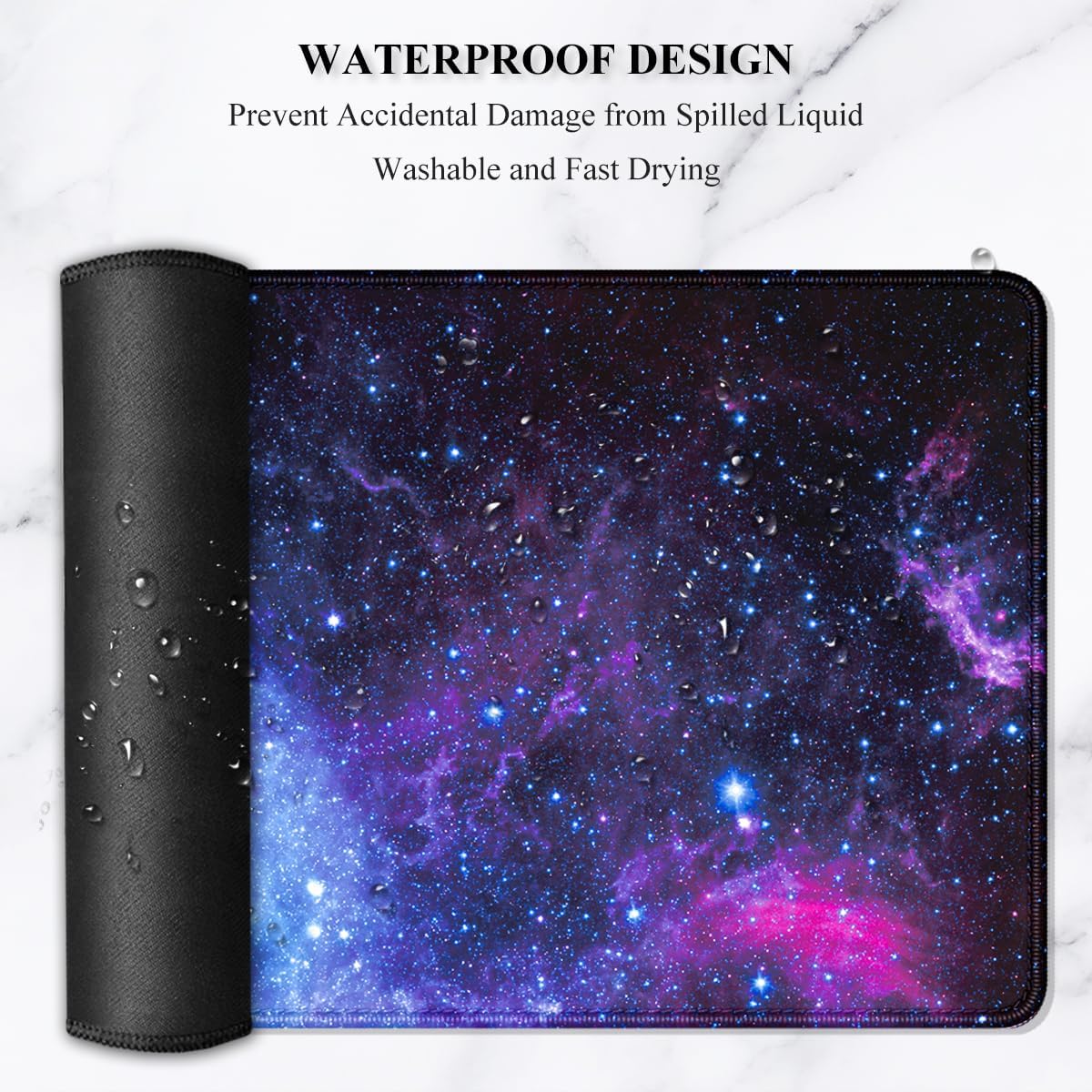Auhoahsil Large Mouse Pad, XXL Gaming Mousepad, Desk Mat for Desktop, Thick Rubber, Big & Long Size, Stitched Edges, Full Desk Pad for Laptop & Computer, Extended 31.5 x 11.8 in, Amazing Galaxy