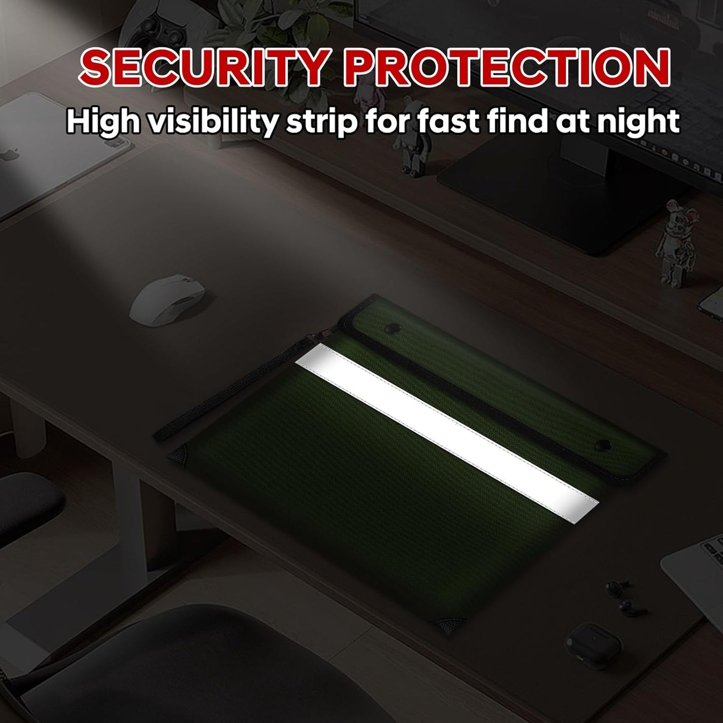 Upgraded 5200°F Heat Insulated Fireproof Money Bag with 8 Layers of Protective Material,13.9”x10.6” Fire Proof Bag for Documents with Zipper,Fireproof Pouch for Cash,Jewelry(Green)