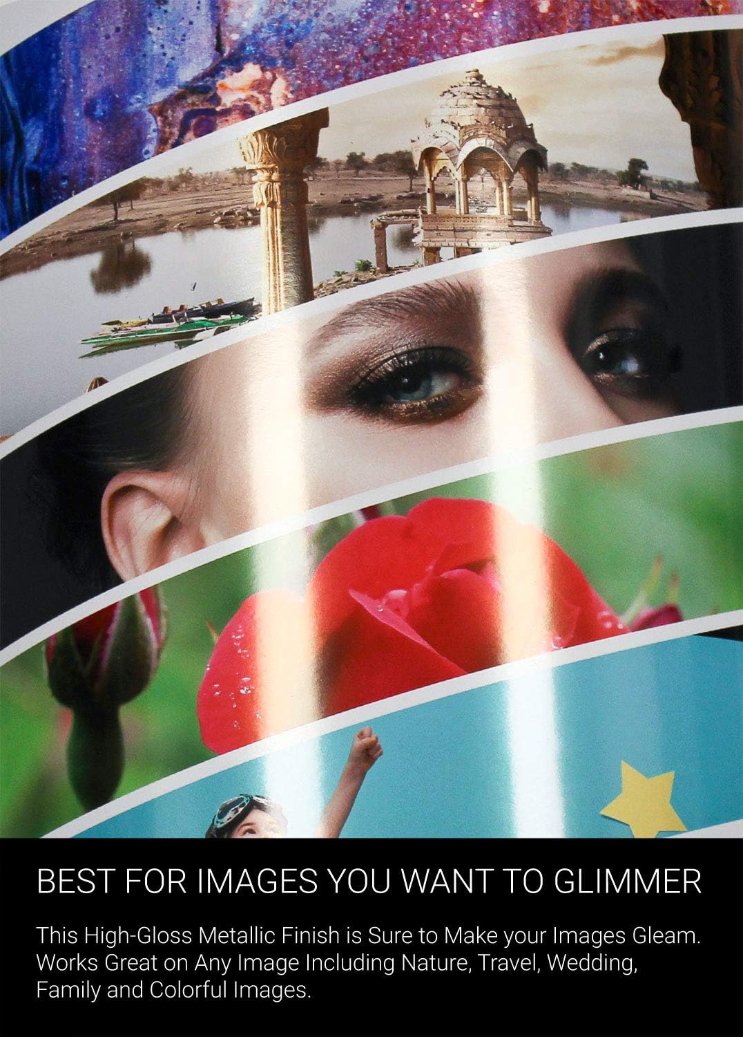 Vibrance Metallic Photo Printer Paper 10 mil 255 gsm Premium Photo Paper Roll 3in Core 36 inches x 100 feet Works with Most Inkjet Printers Including Professional Makes and Models Like Epson Canon HP