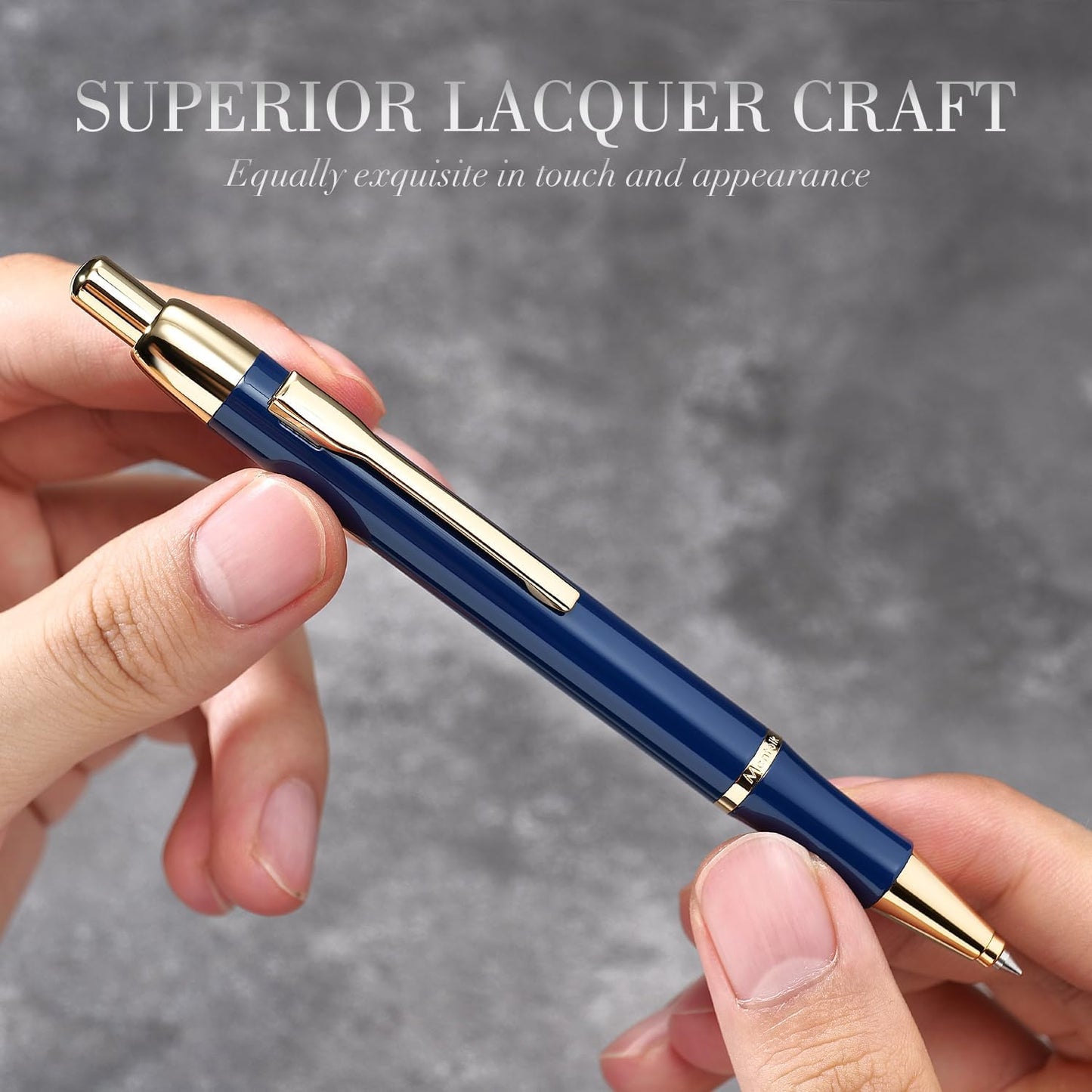 Blue Gel Pen With 24K Gold Finish, Fine lacquer work, Fancy Gift Set for Men & Women, Black Refill, Ideal Office Supplies, Professional, Writing, Executive,Office, Nice Retractable Pens