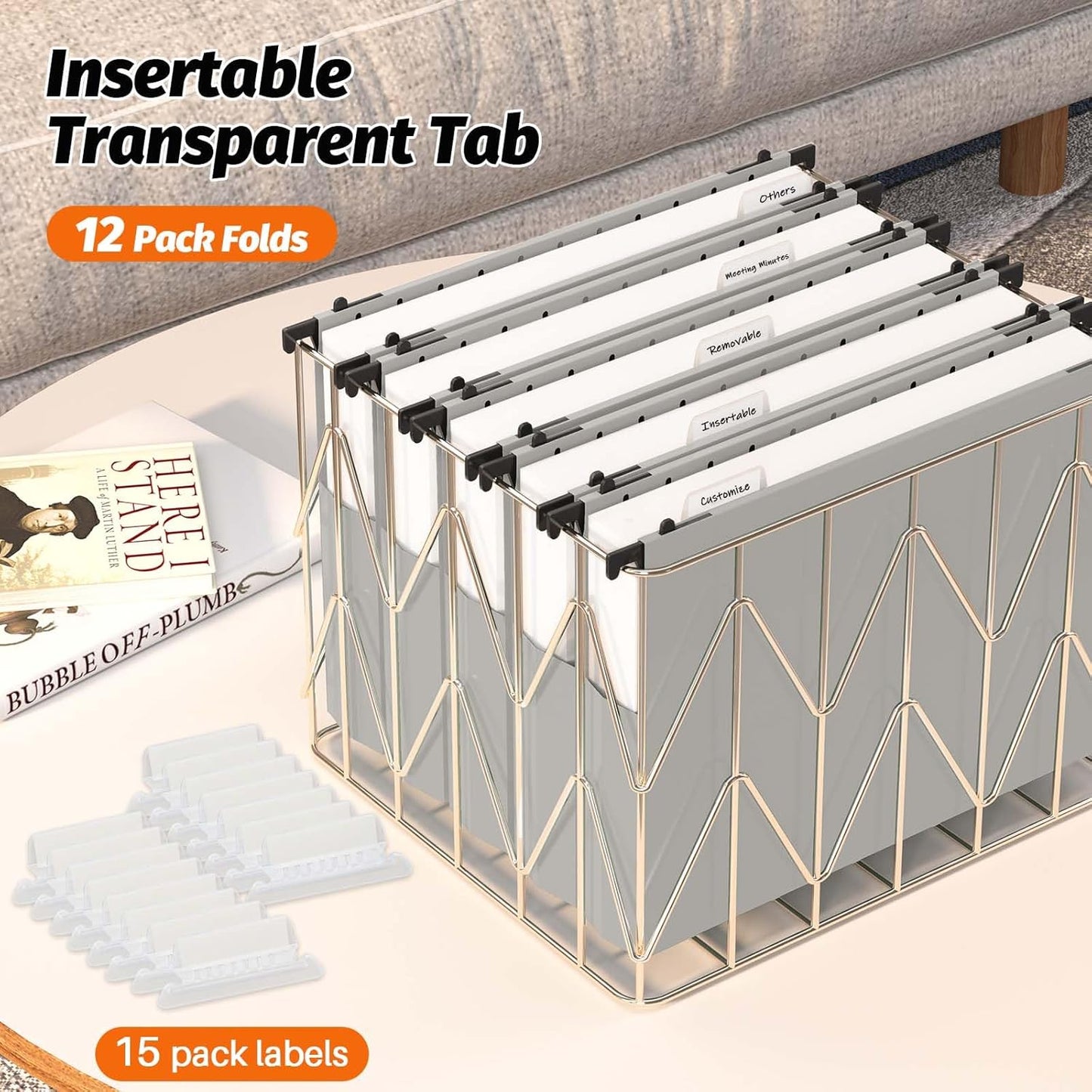 Extra Capacity Plastic Hanging File Folders,12 Pack Reinforced Expanding Hang Folder Letter Size,Accordian Pocket,Heavy Duty 2 Inch Expansion, Hard Hanging Folder Organizer for Office Home,Grey