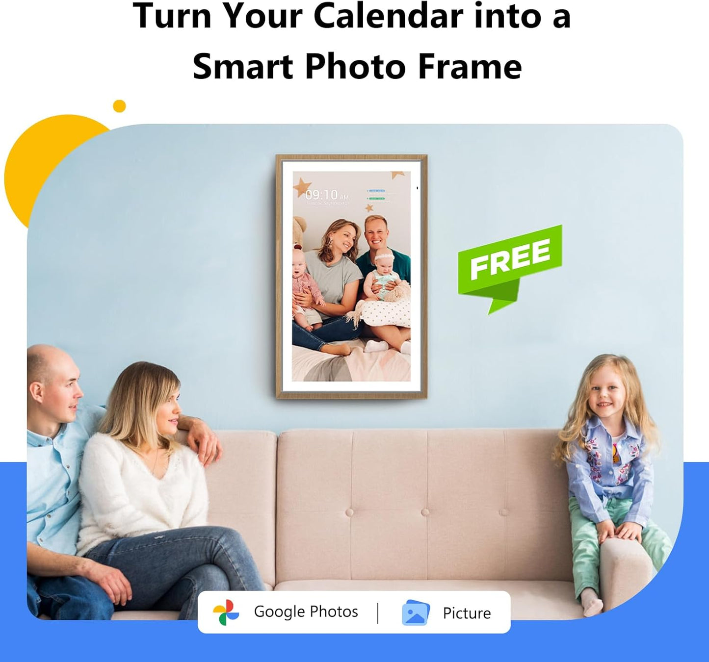 ApoloSign Digital Calendar: 15.6" Wall Planner Electronic Calendar, Smart Touchscreen Interactive Display for Chore Chart, Family Schedules, Supports All Apps via Google Play (Teak, 15.6-inch)