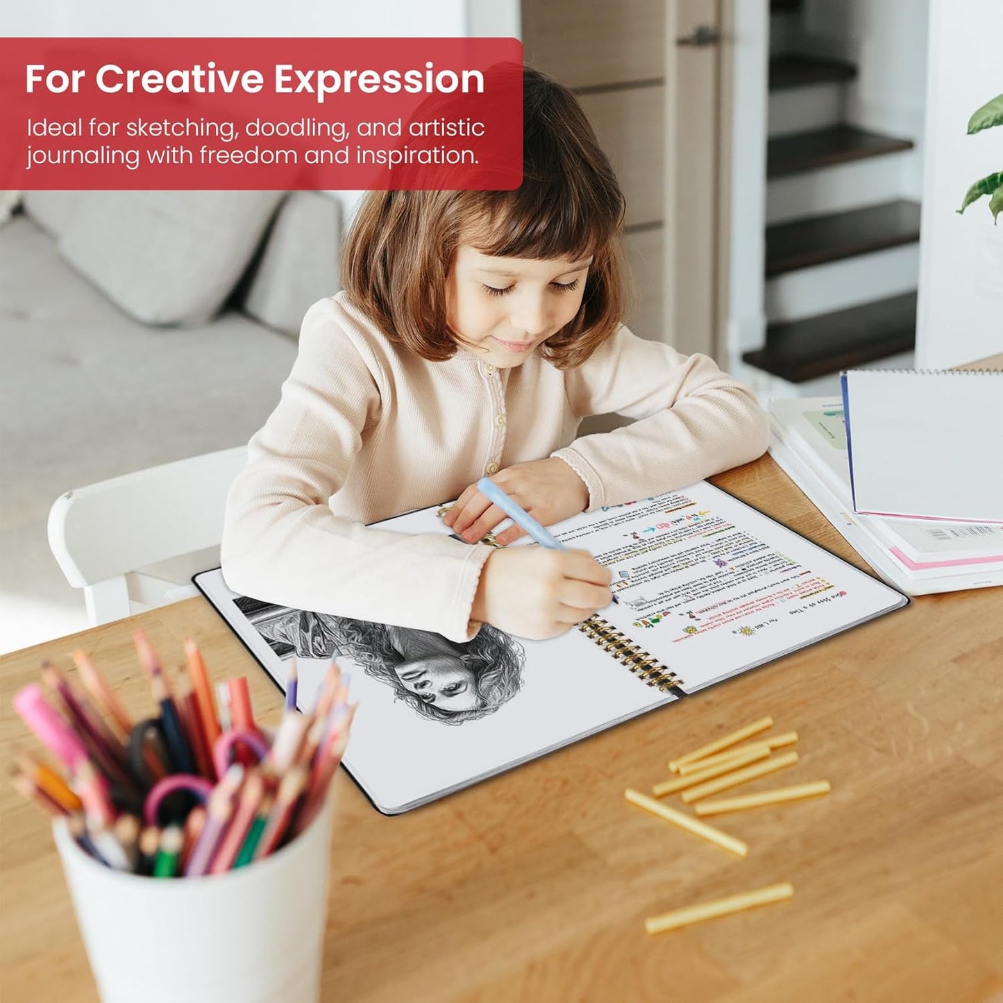 Taja Spiral Blank Notebook, 8.5"x11" Notebooks for Work, Large A4 Journal for Women & Men, Sketch Journal, Journaling Notebook for Writing, Plastic Cover Spiral Journal, Black