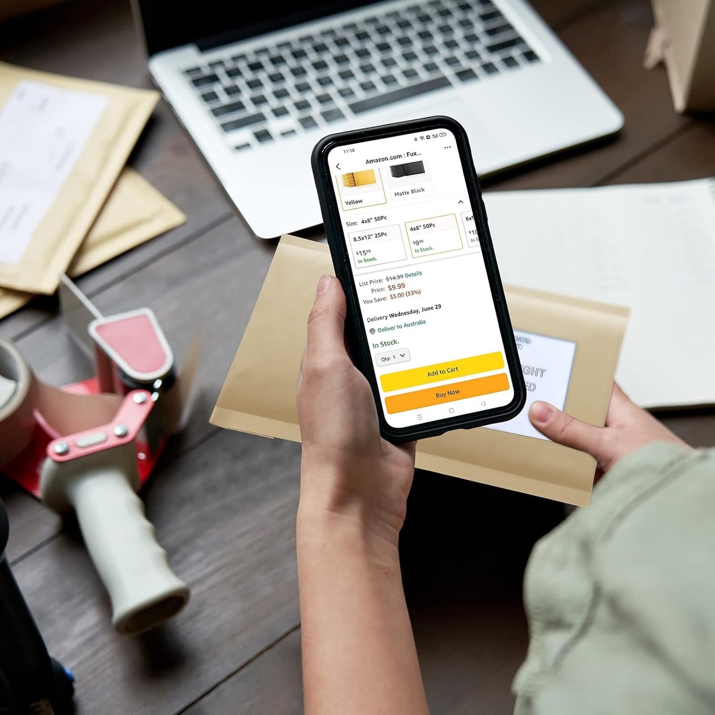 Fuxury Kraft Bubble Mailer 4x8 Inch 50 Pack,Strong Adhesion Padded Envelopes,Self Seal Bubble Envelopes, Waterproof Cushioned Mailers Packaging for Small Business,Bulk #000 Brown