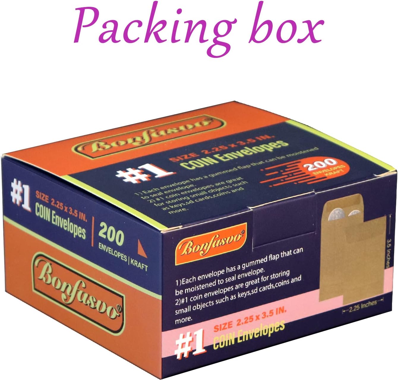 200 Pack #1 Kraft Coin Envelope 2.25 X 3.5 inches Kraft Envelopes Classic Small Parts Envelopes with Self Adhesive Gummed Flap for Coins Cash Credit Cards Seeds