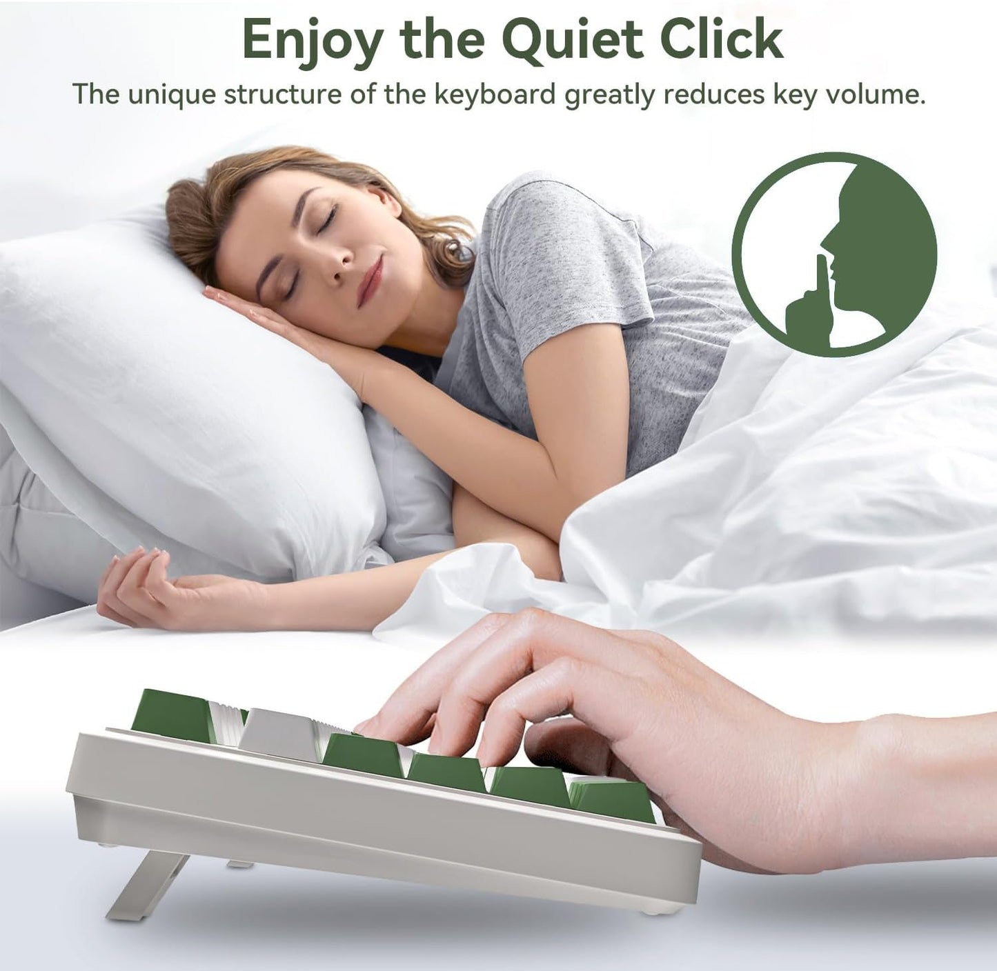 AUSDOM 98Pro Silent Mechanical Keyboard, Wireless Hot Swappable Gaming Keyboard with Backlit,Gasket Structure,Pre-lubed Tactile Switches,2.4GHz/Type-C/Bluetooth Custom Keyboards (Green & White-Silent)