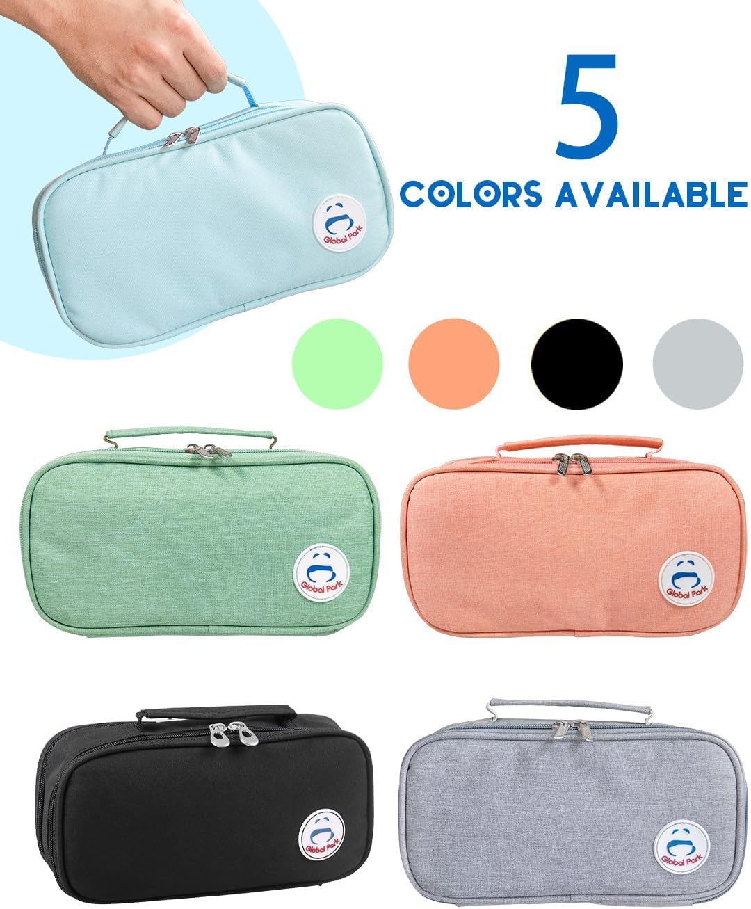 Pencil Case Pen Bag Holder Pouch Large Handle Big Capacity Desk Organizer Storage Marker Box Stationary Makeup Cosmetic Double Zippers for School Office Students Teen