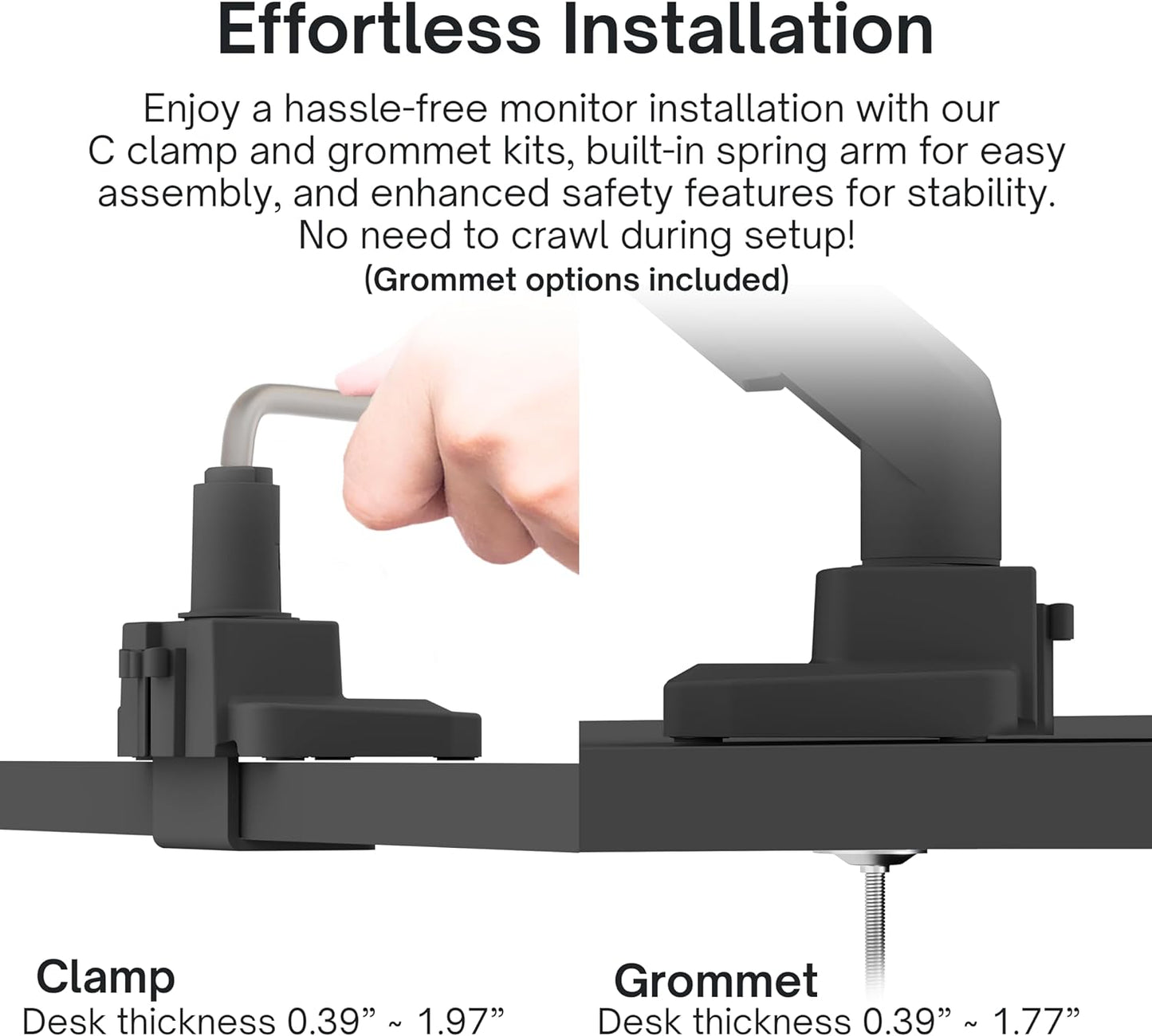 Pixio PS1S Wave Black Single Monitor Arm Stand Desk Mount - Fits up to 32 inches Monitors and up to 19.8lbs. VESA Compatibility and Integrated Cable Management