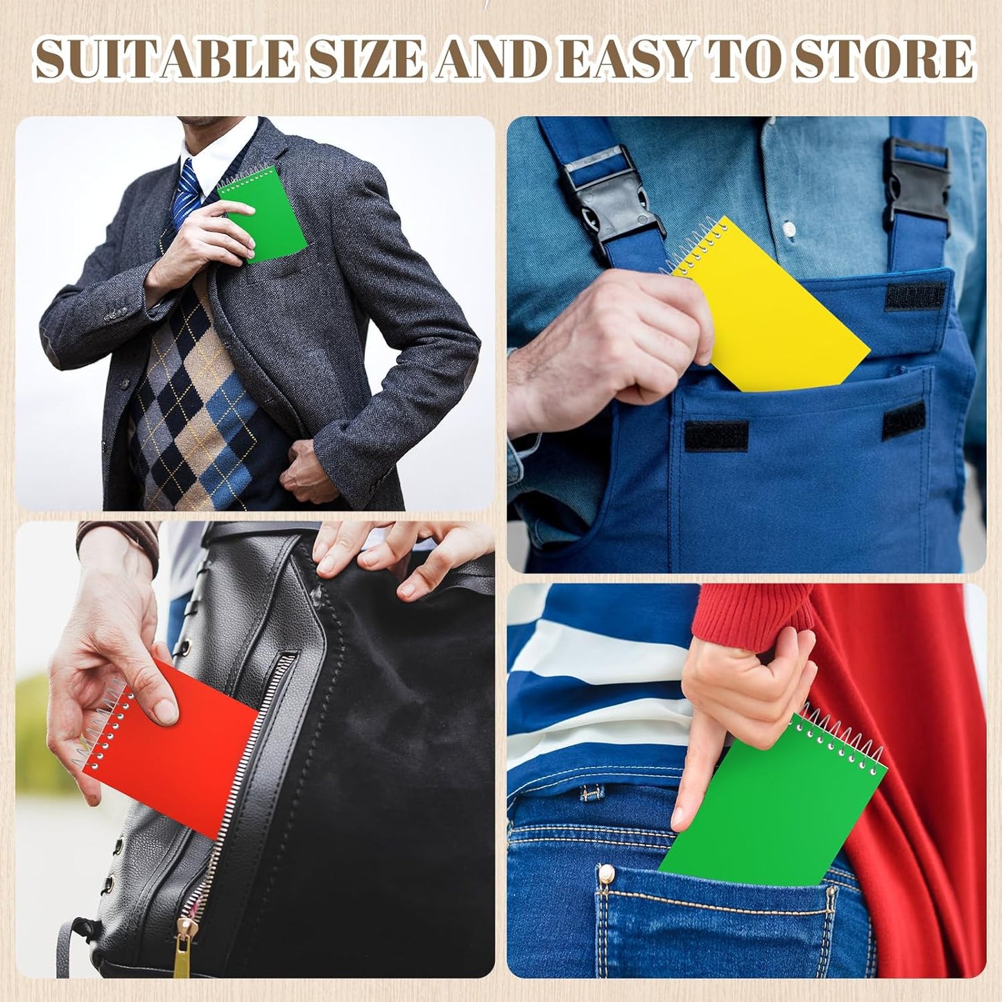 24 Pcs Small Pocket Notebooks 3 x 5 Inch Mini Memo Spiral Notepads Top Bound College Ruled Lined Note Pads for Back School Office Journaling Noting, 75 Sheets/Pad (3 Colors)