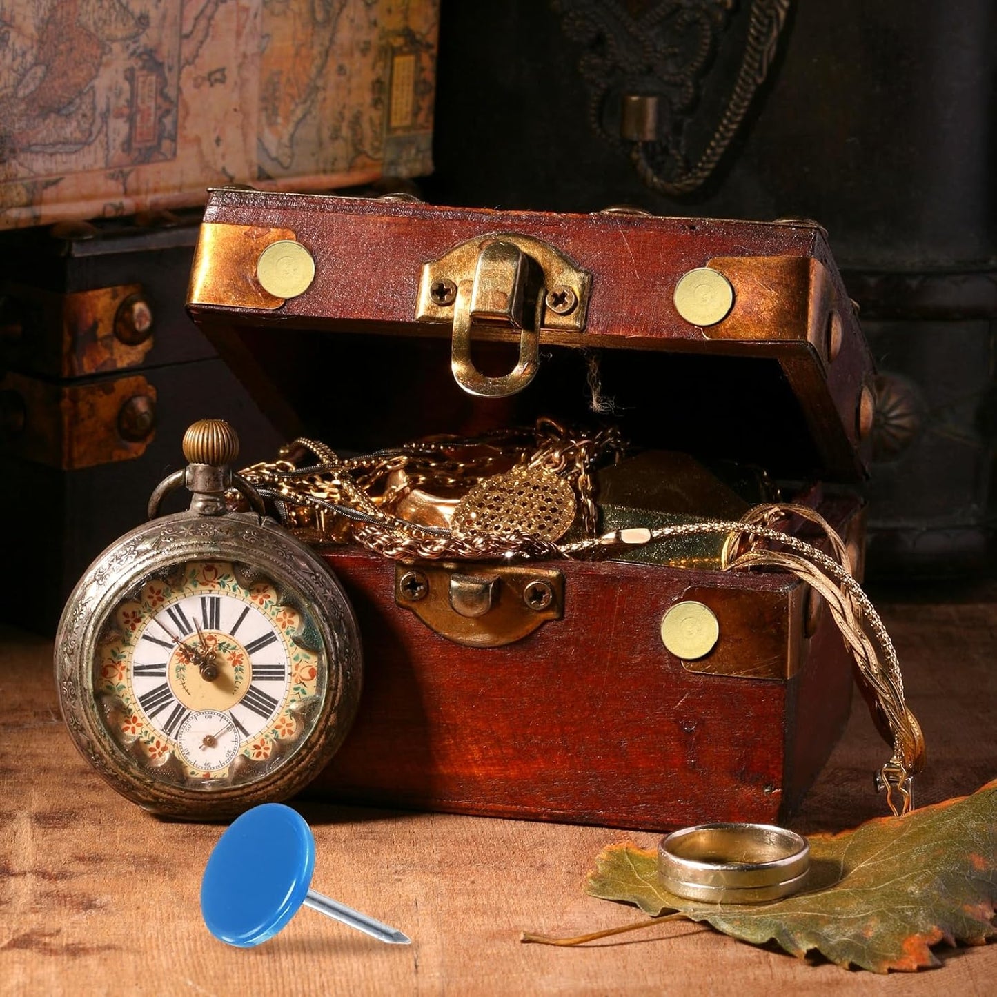 uxcell 150Pcs Upholstery Tacks, 11mmx17mm Flat Head Thumb Tack Decorative Furniture Nails Push Pins for Furniture Sofa Headboards, Blue