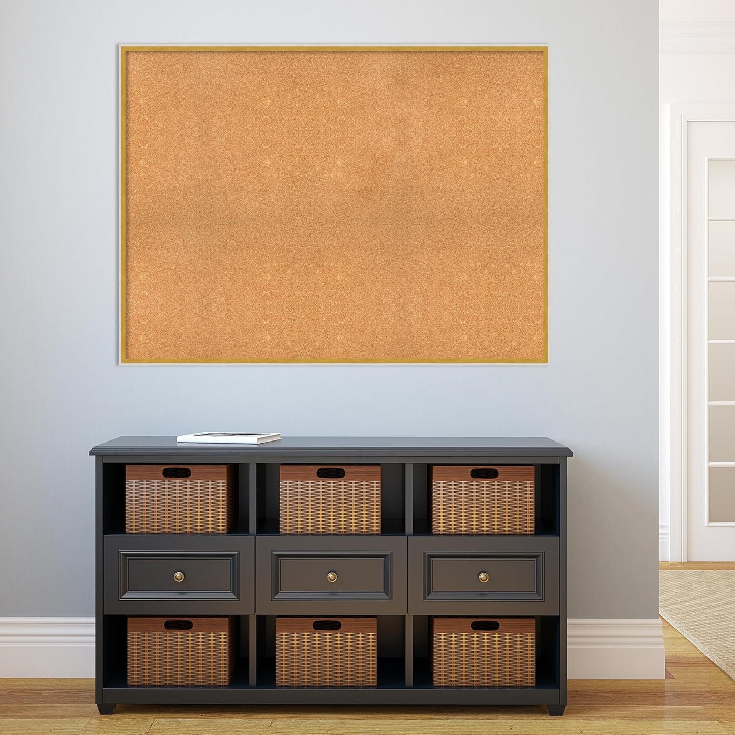 Amanti Art Natural Cork Board for Wall, 35x47 Vision Board with White Frame, Oversize Corkboard Office Decor for Home Organization, Modern Corkboard Pinboard to Display Items for Home Organization in