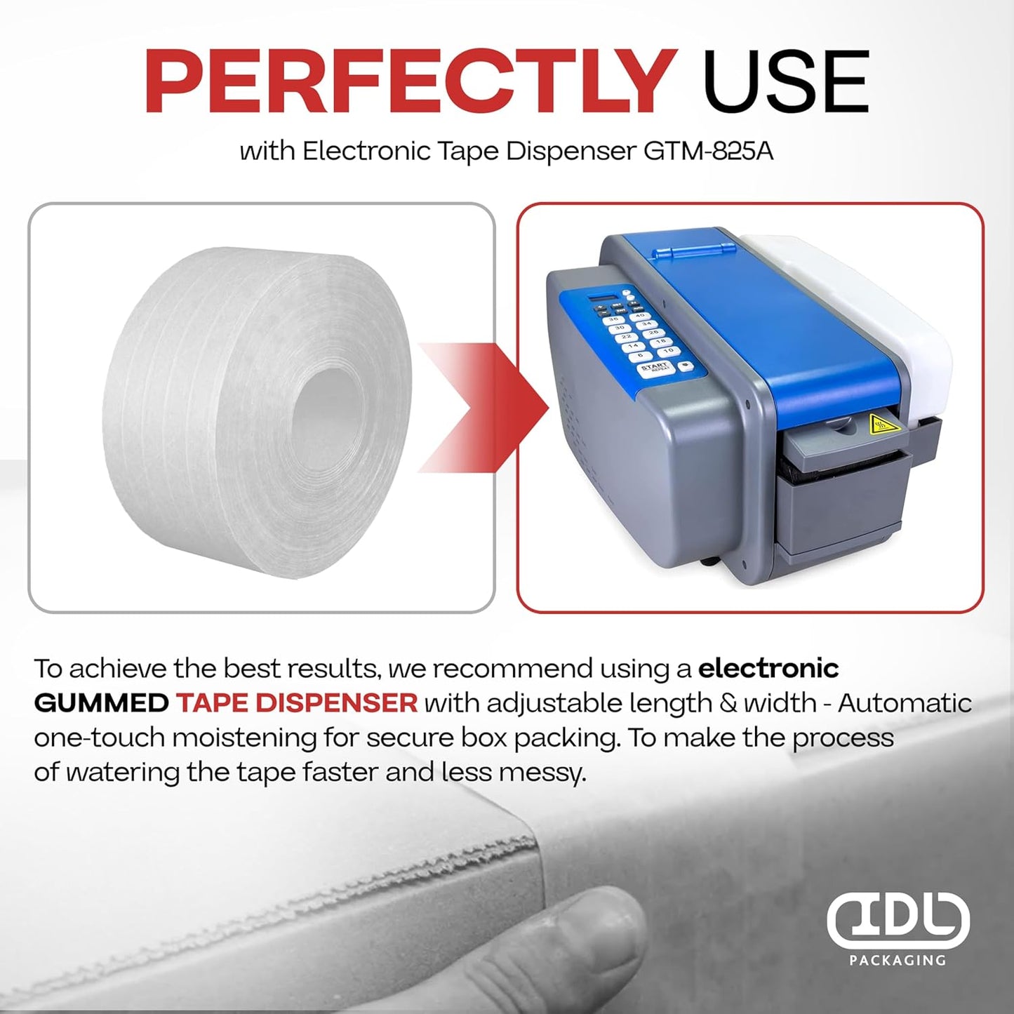 IDL Packaging 3" x 375 feet Reinforced Water-Activated Kraft Gummed Tape 70lb Thickness (Pack of 6) - Secure Paper Packing Tape for Secure Carton Sealing - Heavy-Duty for All Conditions, Brown