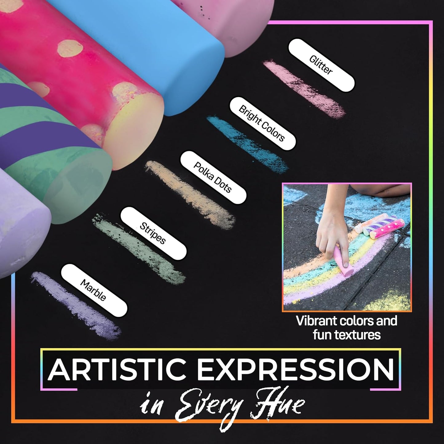 Loddie Doddie-Bucket of Sidewalk Chalk-Long lasting Non-Toxic Jumbo Sticks- Reusable Bucket for hours of fun and creativity with easy clean up! (Multi)