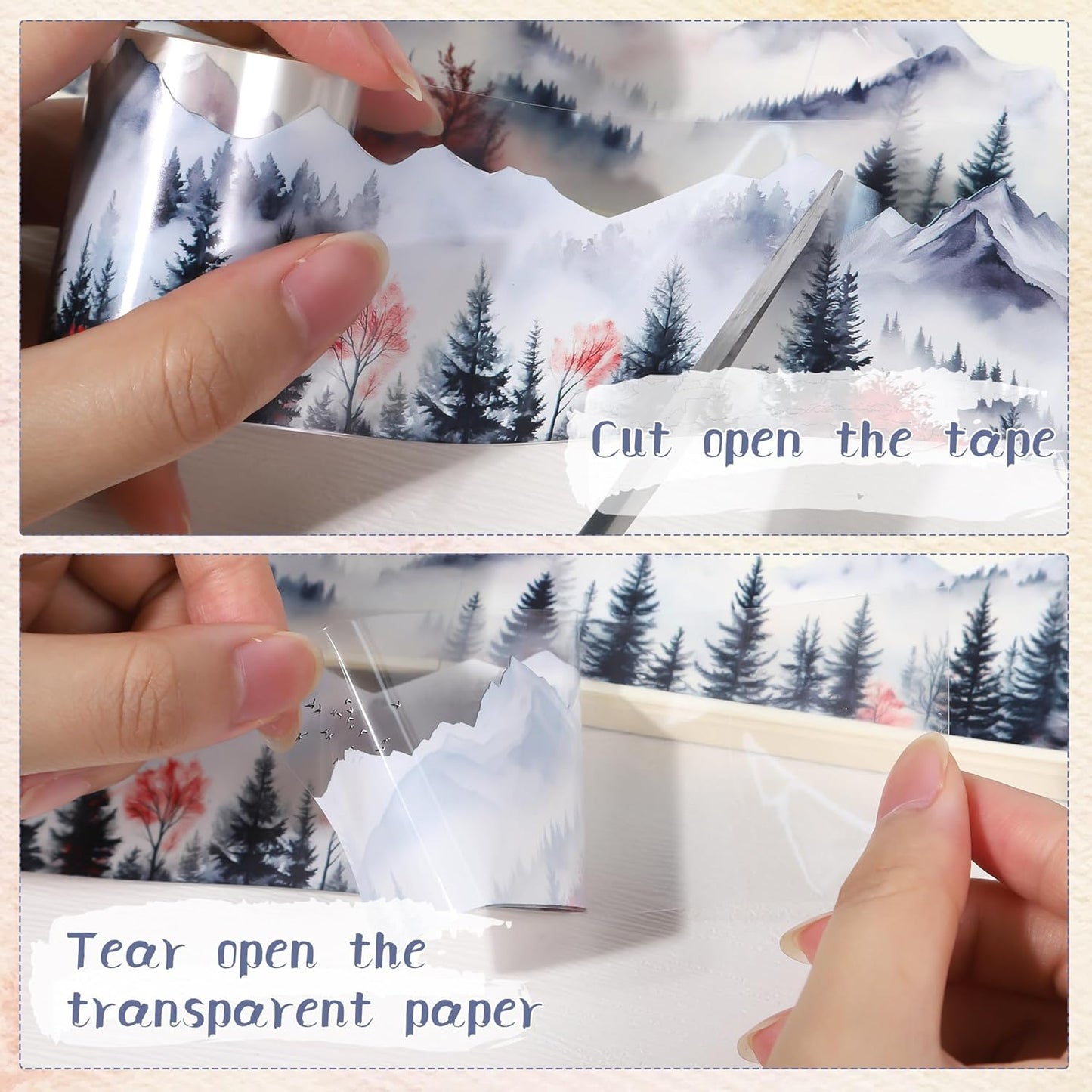 Landscape PET Tape for Journal Scrapbooking - Forest Mountain PET Tapes Washi Stickers for Crafts Journaling Scrapbook Supplies Aesthetic Notebook Scrapbook Bottle Crafts Decor