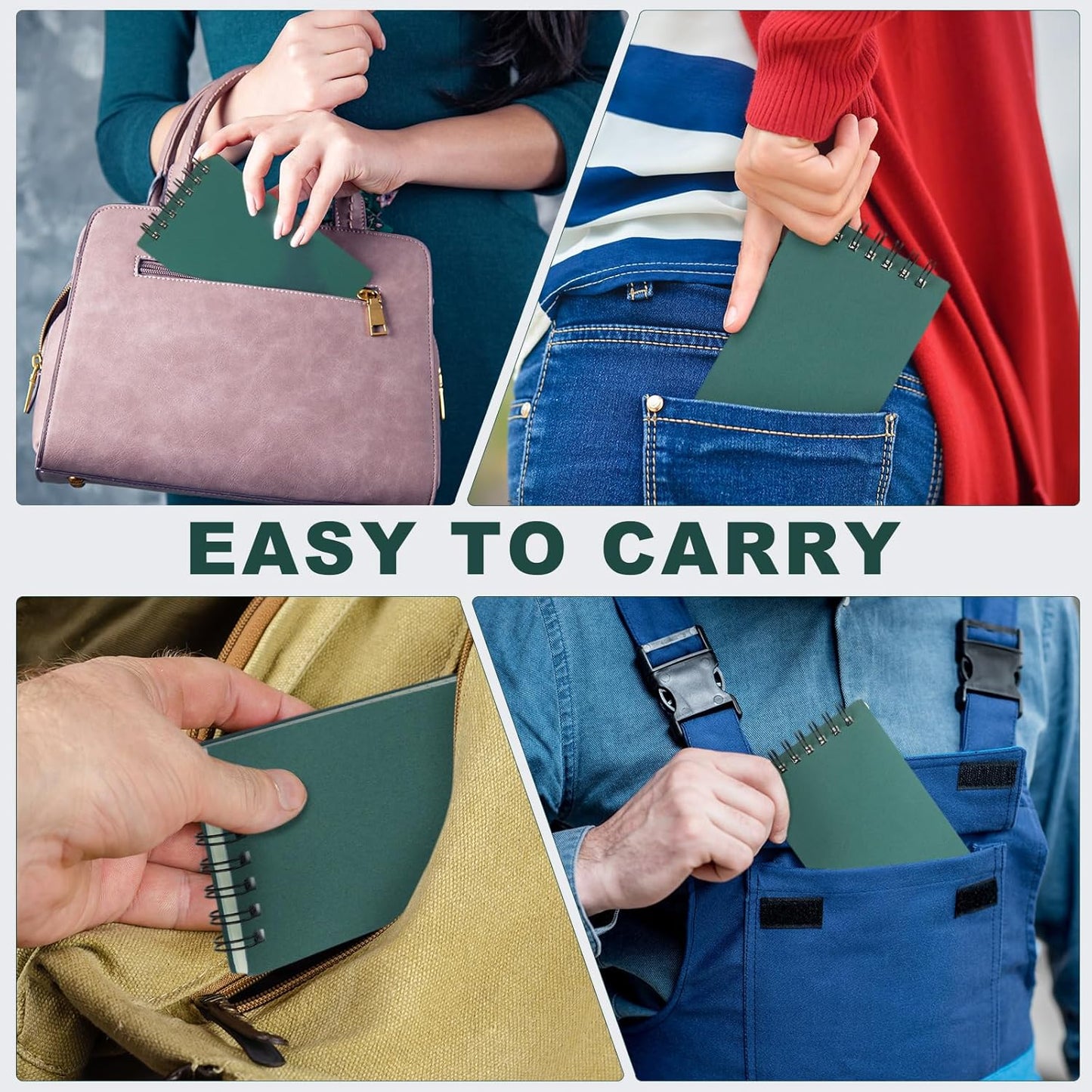 Tenceur 6 Pcs Pocket Notebook Bulk Small 3x5 Inch Spiral Notepads Mini Top Bound Notebook with Lined 120 Pages Ruled Memo Pads for Office College Nurse Essentials Back to School Gift (Green)