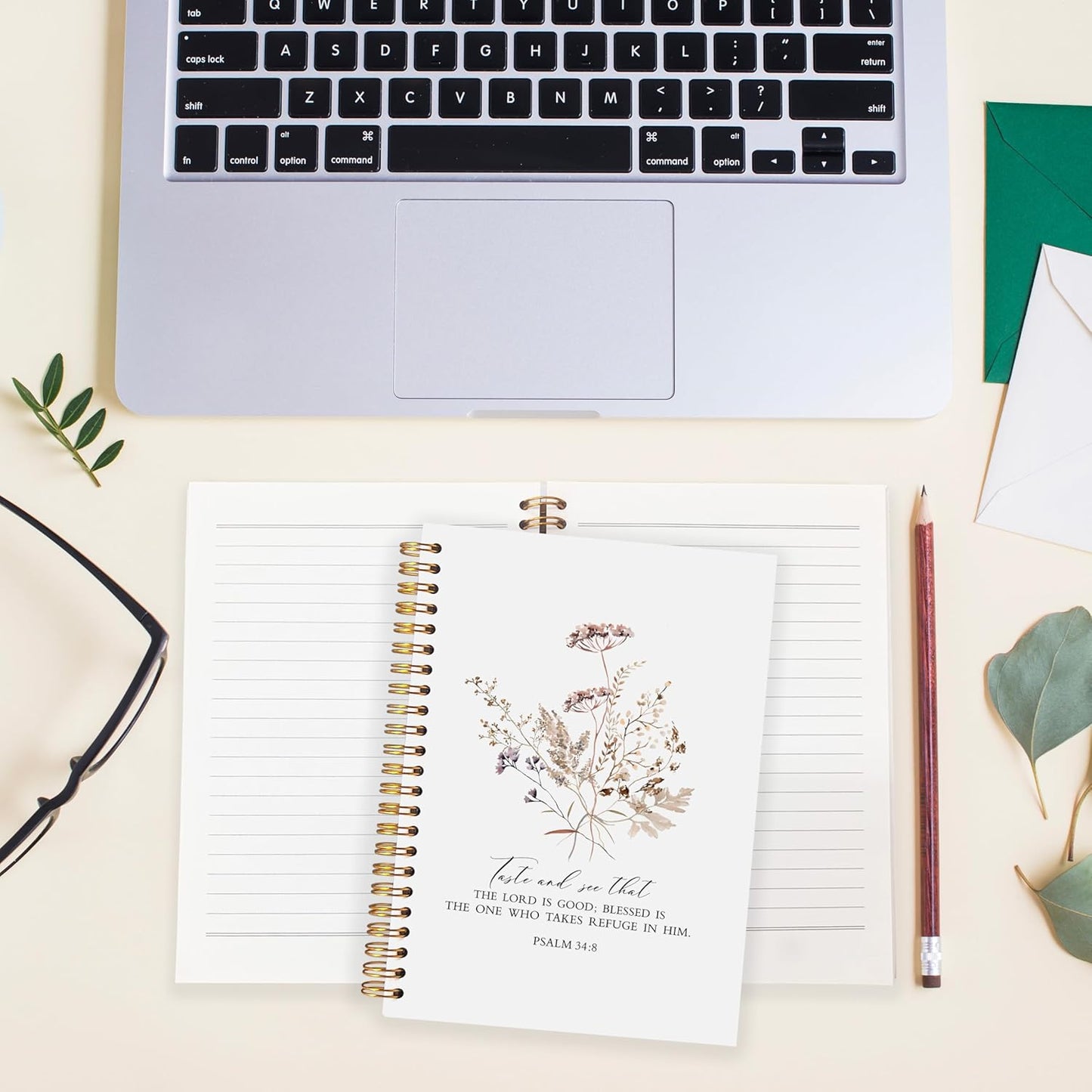 BearCake bible notebooks for note taking,Christian Notebook,Christian Gifts for Women,Taste and See That the Lord is Good Floral spiral bible with note taking space,spiral bible 5.5x8.3