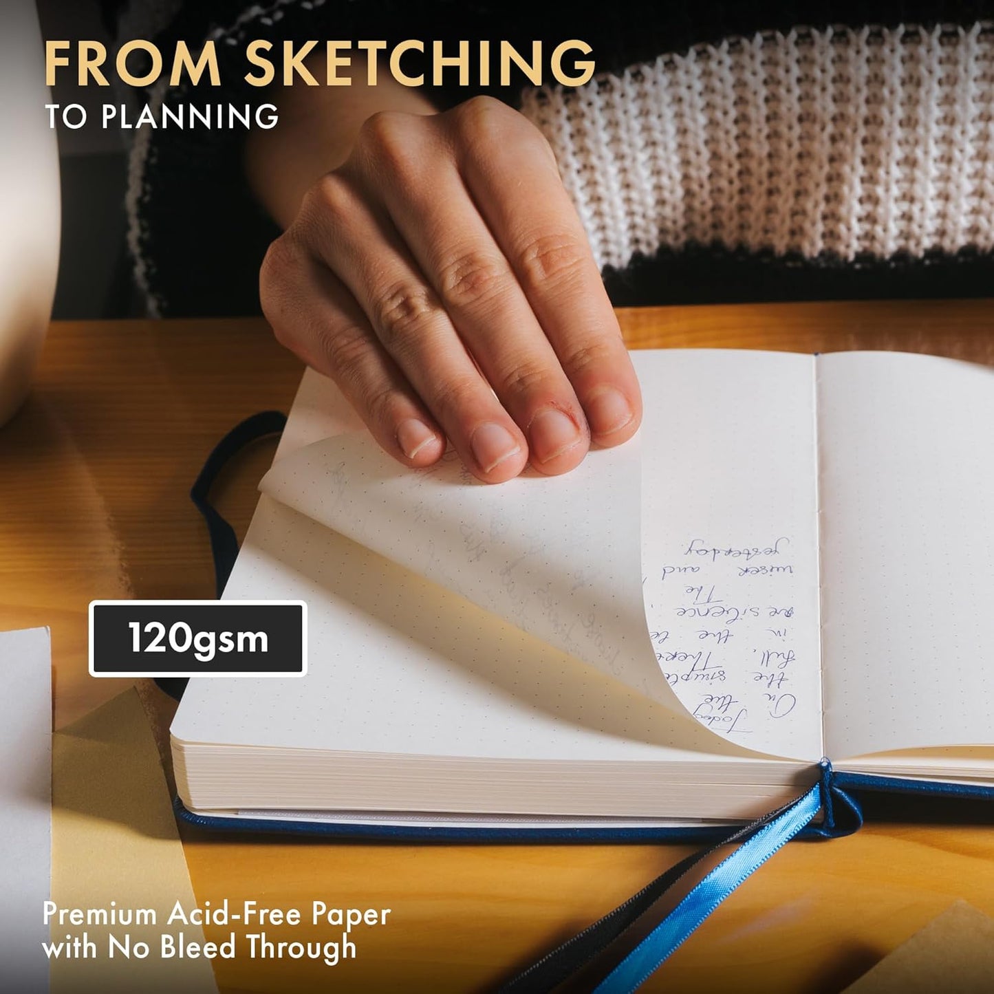 Wordsworth & Black A5 Bullet Dotted Journal 216 Dotted Pages, Hardcover Grid Dot Leather, 120 GSM Paper, Journaling Notebook for Work & Sketching, Journals for Women, Men - Gifts Box Included Blue