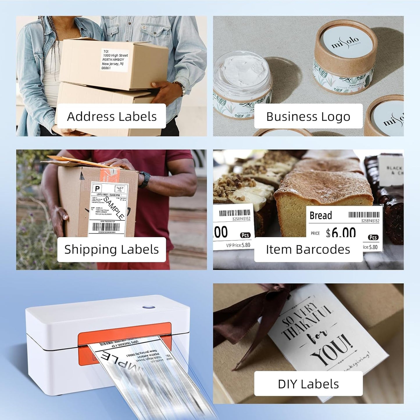 vretti Bluetooth Shipping Label Printer - 4x6 Thermal Label Printer for Shipping Packages Small Business Office or Home,Widely Used for Amazon, Ebay, Shopify, Etsy, USPS