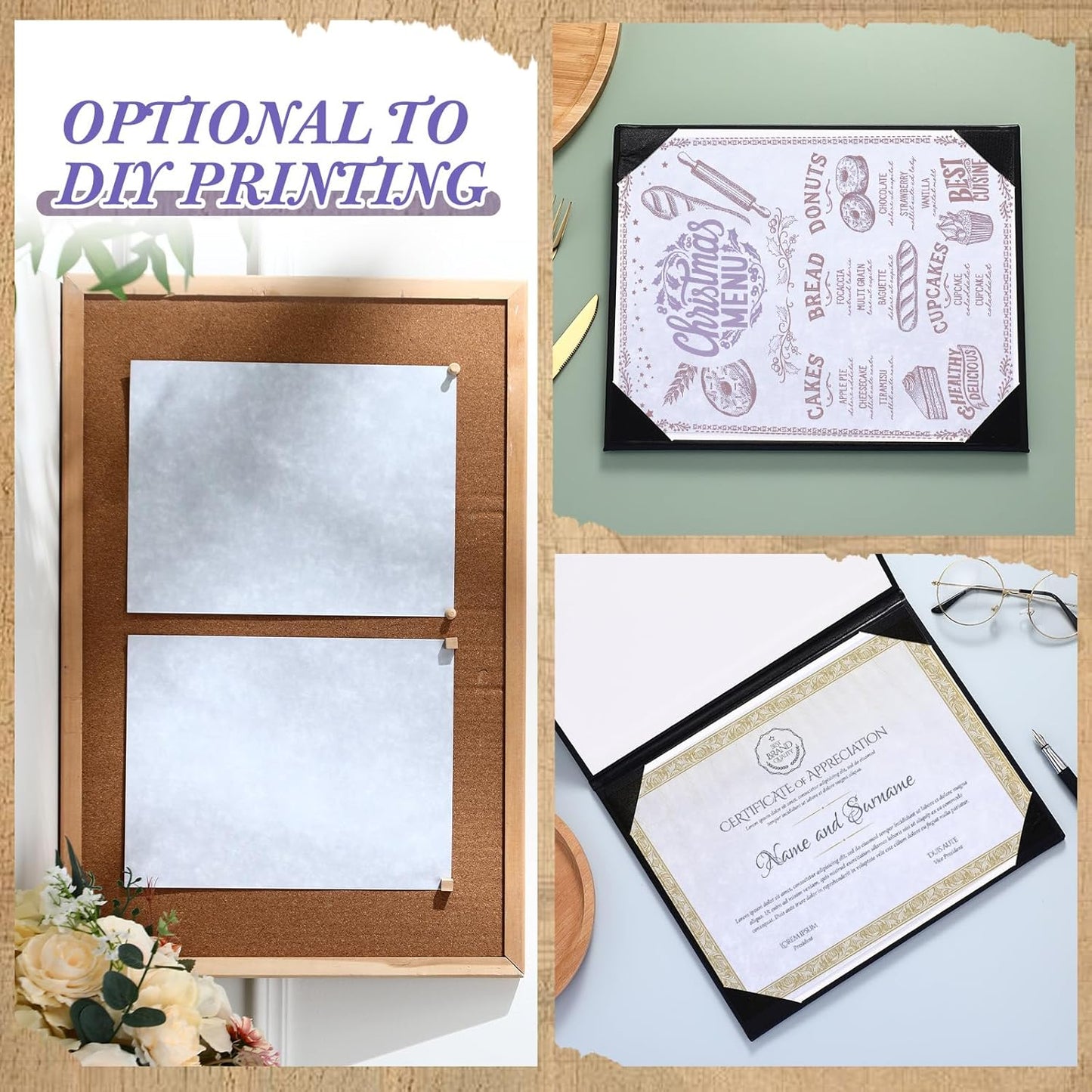 Epakh 200 Pcs Old Age Parchment Paper 8.5 x 11 Inch Standard Letter Vintage Colored Old Parchment Semblance Double Side Printing Paper (Light Purple)