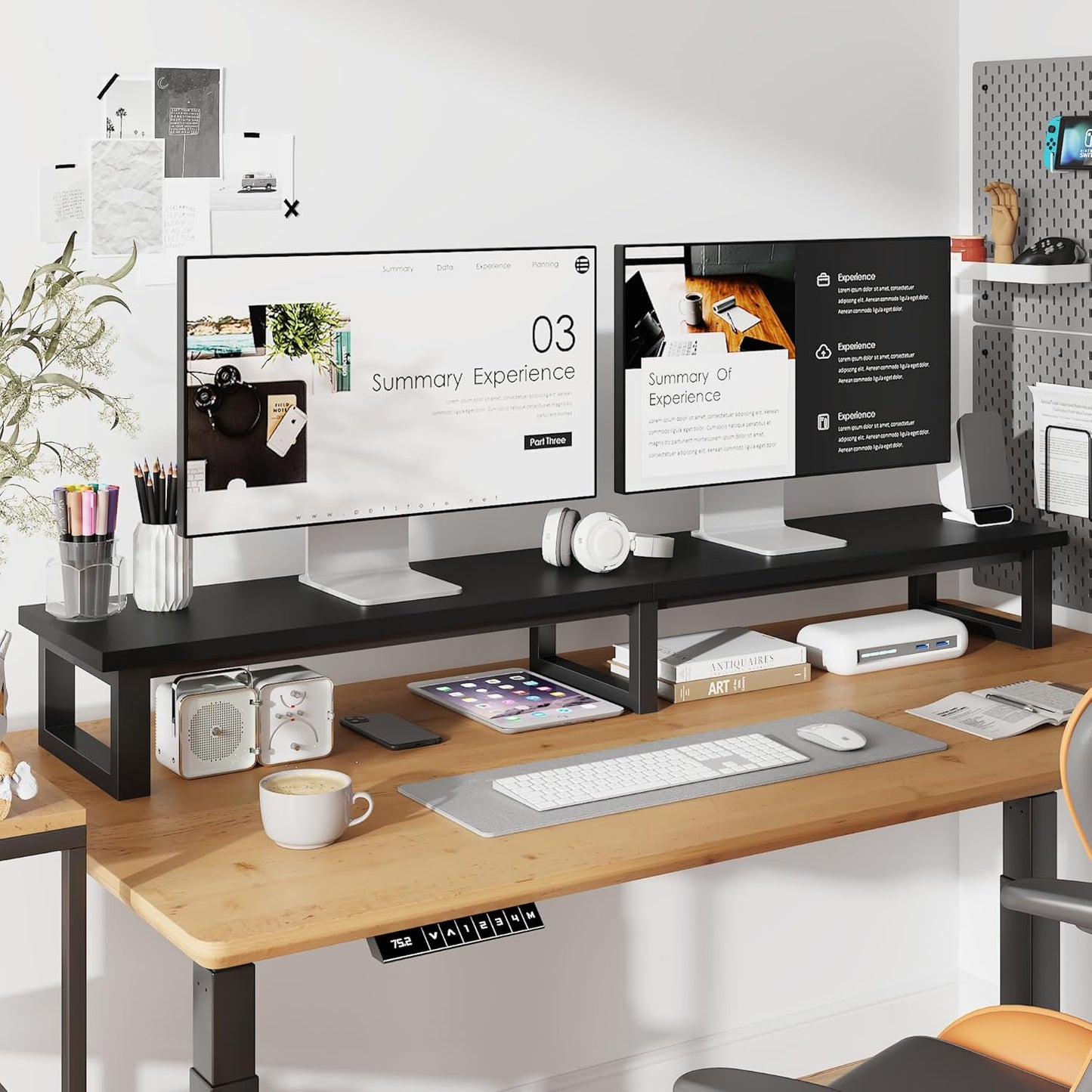 59" Large TV Riser for 32-75 inch TV, TV Riser Stand Shelf with Steel Legs, Tabletop TV Stand Riser for Home Office,Black