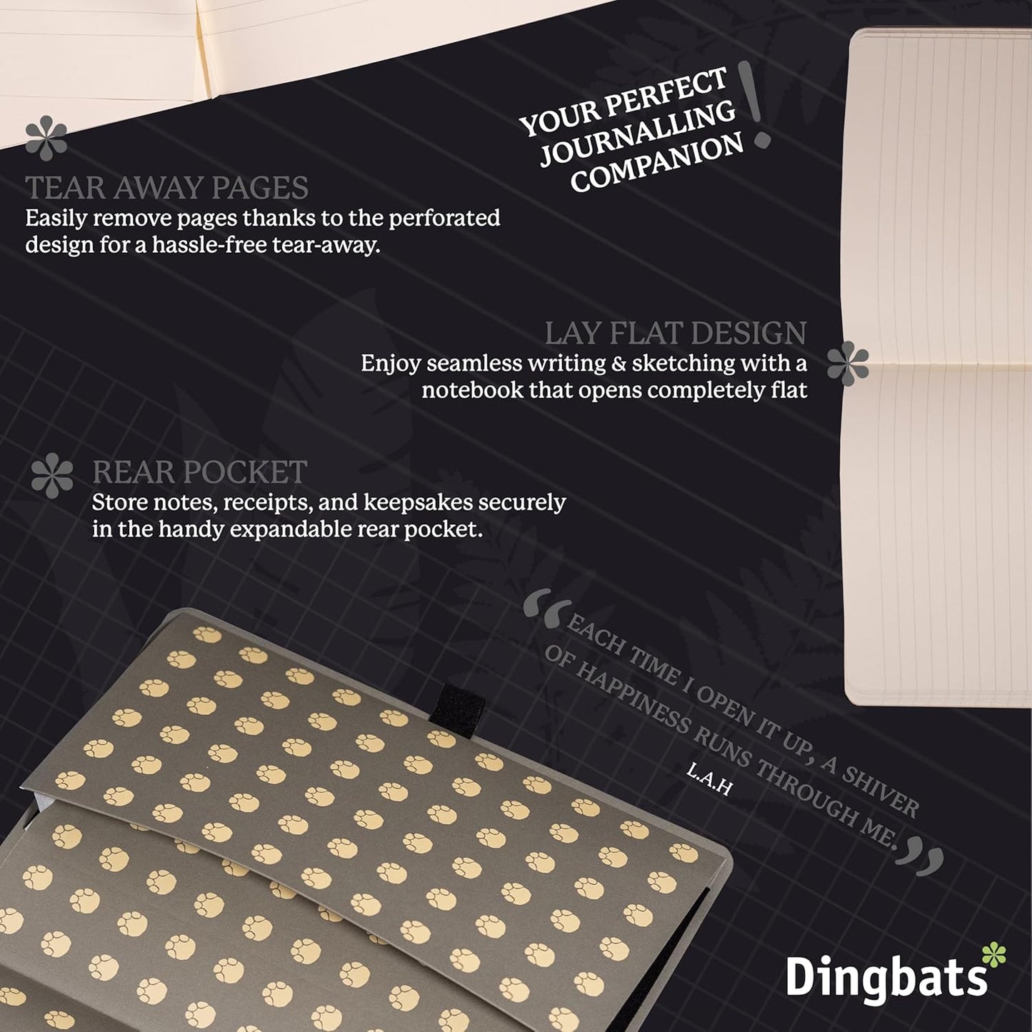 Dingbats A5+ Wildlife Notebook Journal Softcover, Cream 100gsm Ink-Proof Paper, 6 x 8.3 inches, 112 pages (Grey Elephant, Lined Format)