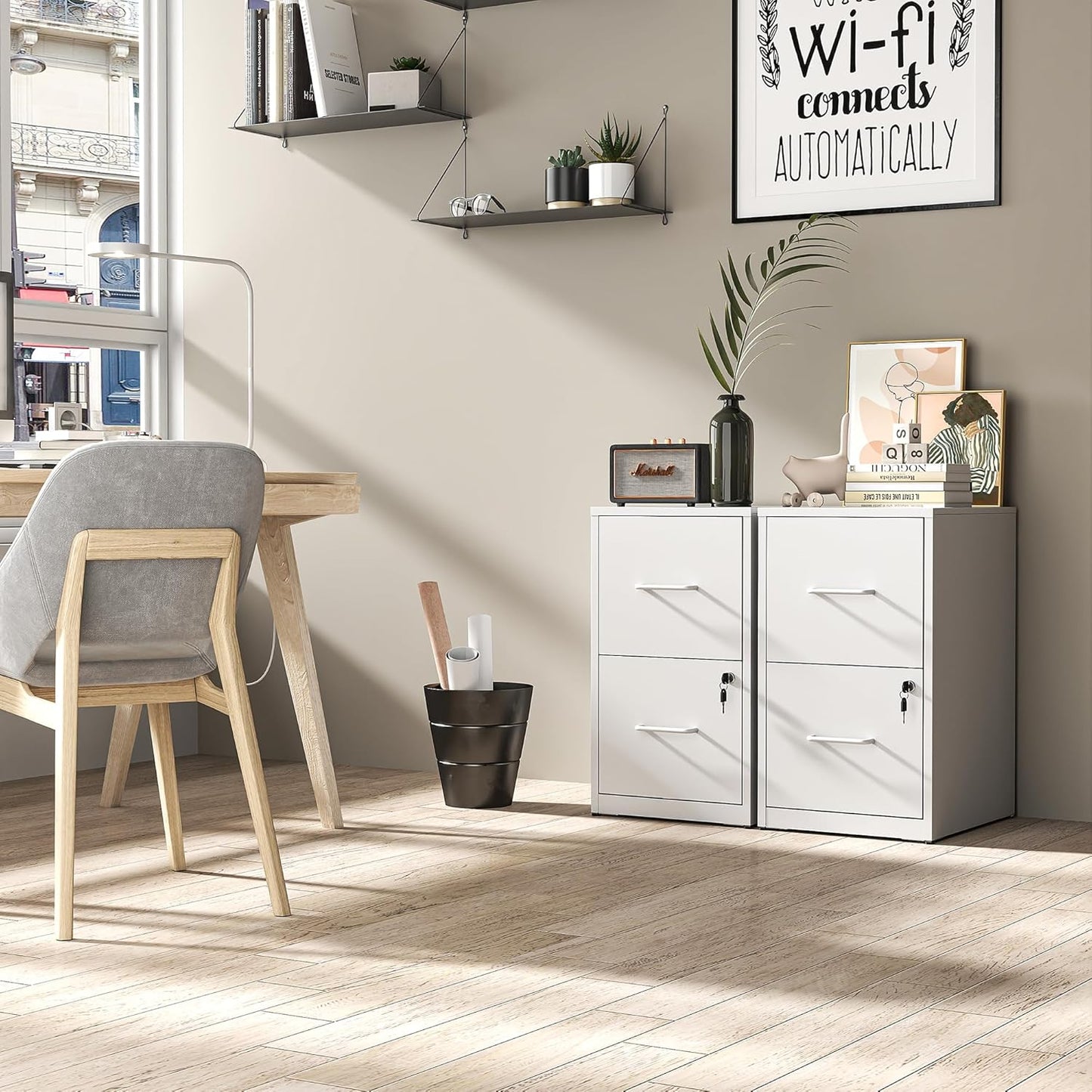 Metal File Cabinet with Drawer Heavy Duty Home Office Steel Vertical Filing Lockable Cabinets for Legal/Letter Size,Assembly Required